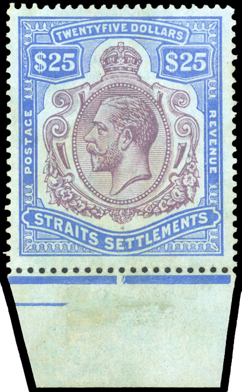 Straits Settlements 1912-23 $25 purple and blue/blue wmk MCA