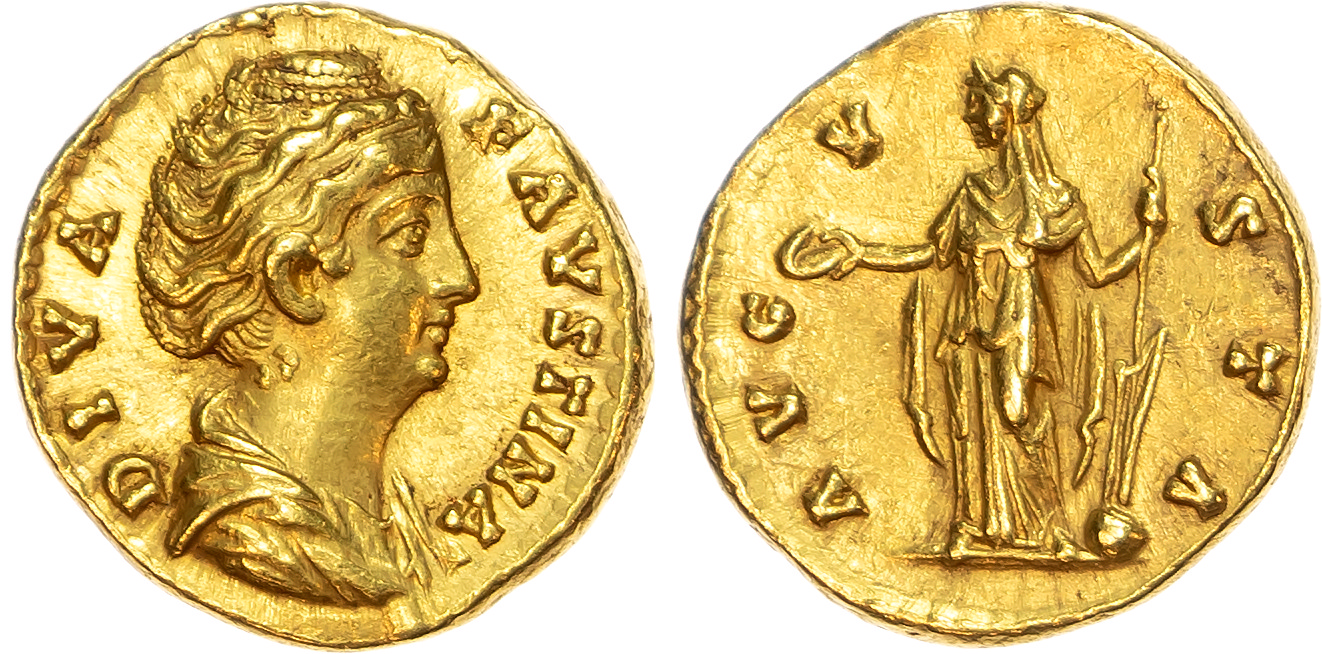Diva Faustina I (Wife of Antoninus Pius) AV Aureus, Rome, after AD 141, 6.88g. 