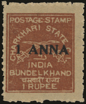 I.F.S. CHARKHARI 1939 SG56 Mint 1 ANNA on 1r chestnut