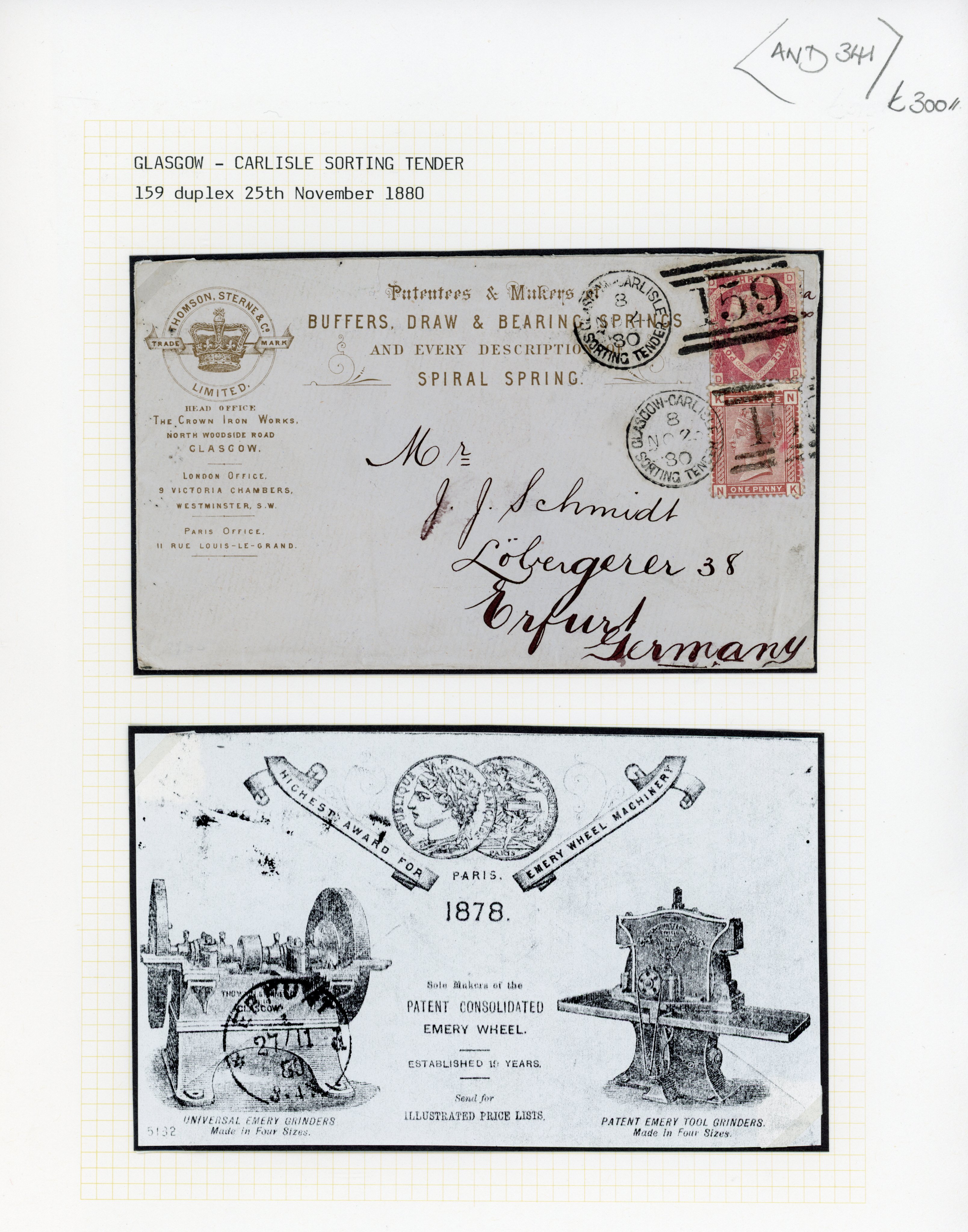 GB 1880 (25 NO) superb Thomson, Sterne & Co. advertising cover to Germany