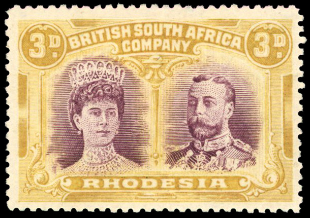 RSC C 3d deep reddish purple and ochre, #5 medal cuts