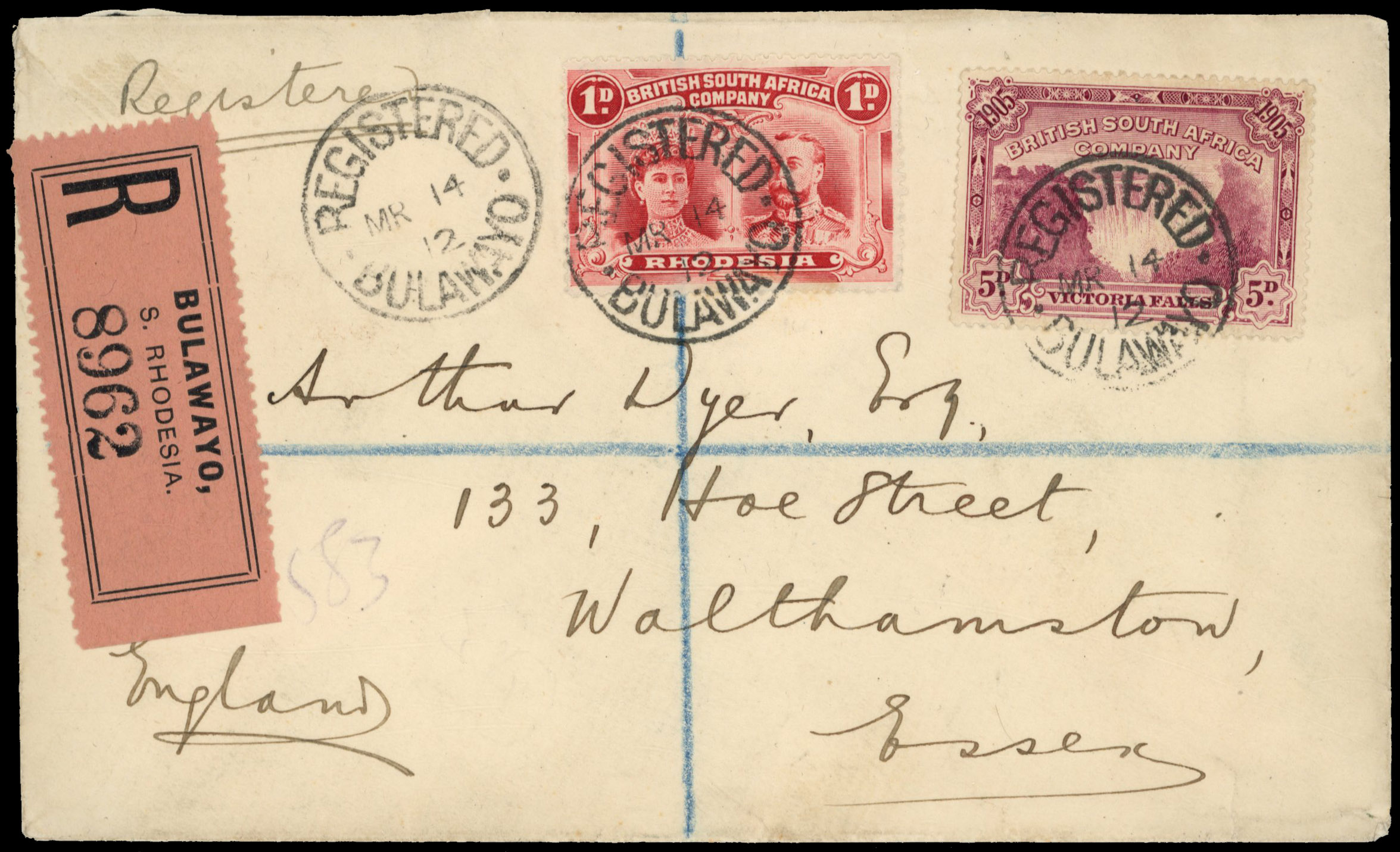 1d carmine and 5d Falls on Dyer cover