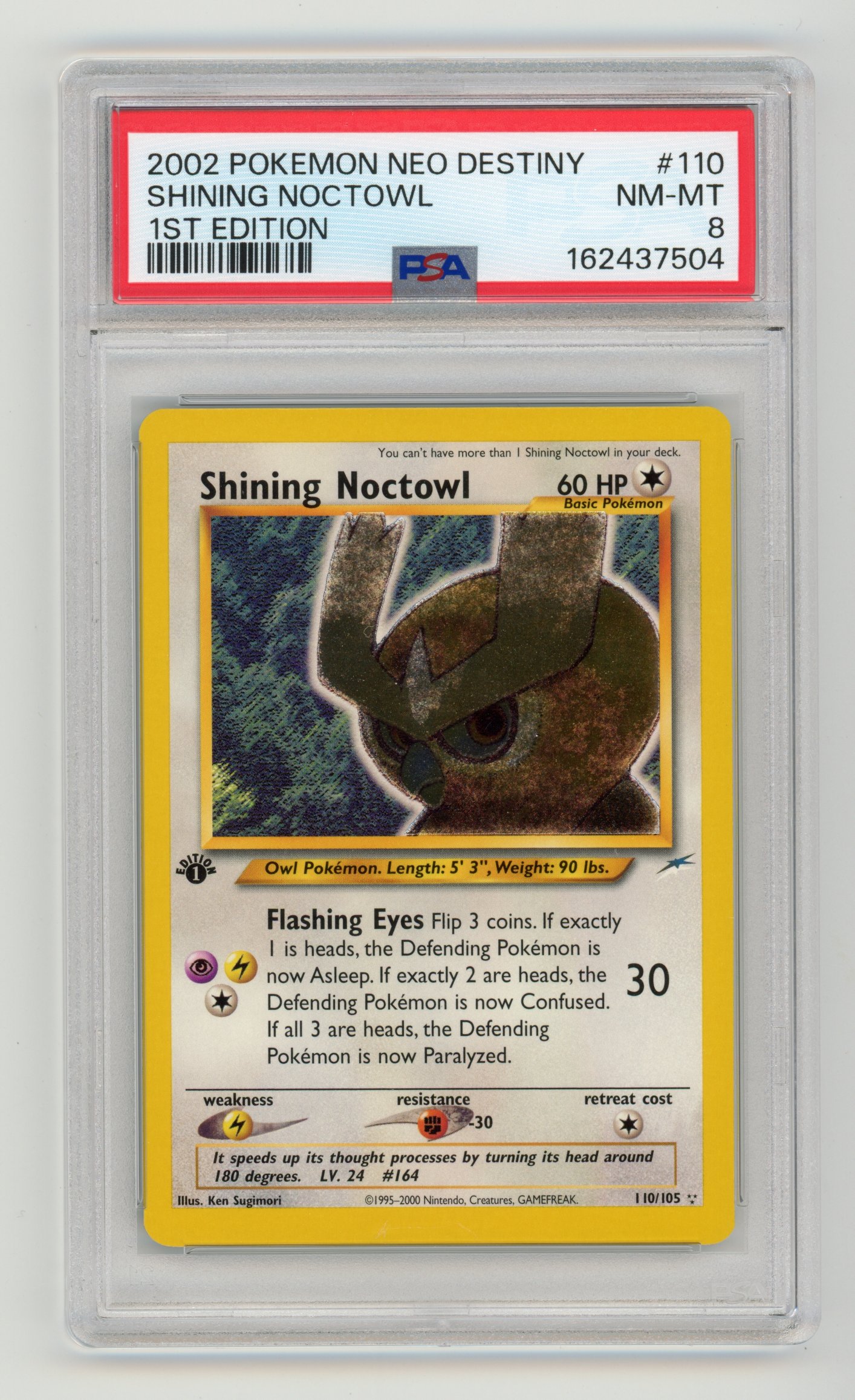 PSA 8 Shining Noctowl #110 1st Edition Holo Neo Destiny
