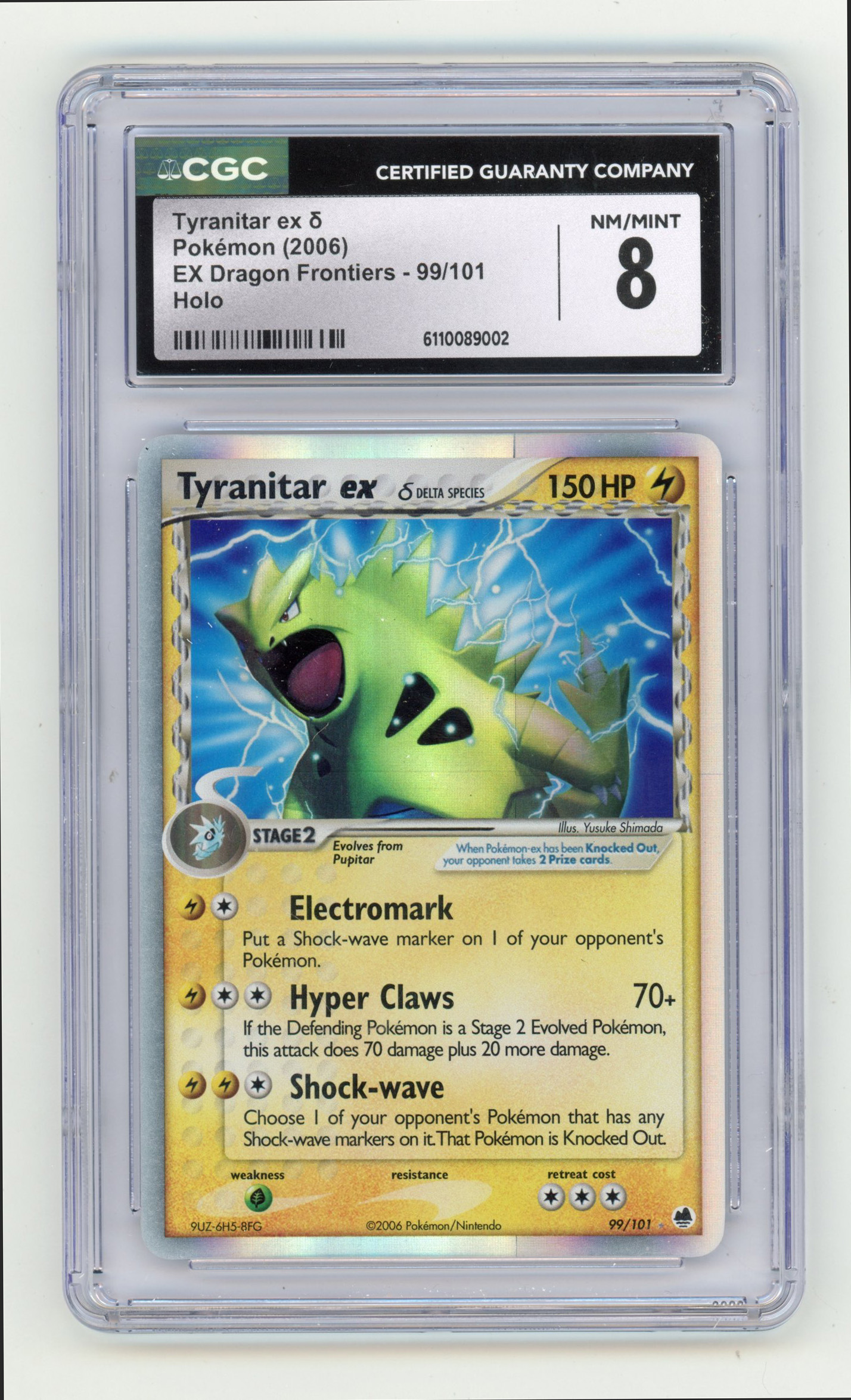 CGC 8 Tyranitar ex Holo #99 - EX Dragon Frontiers