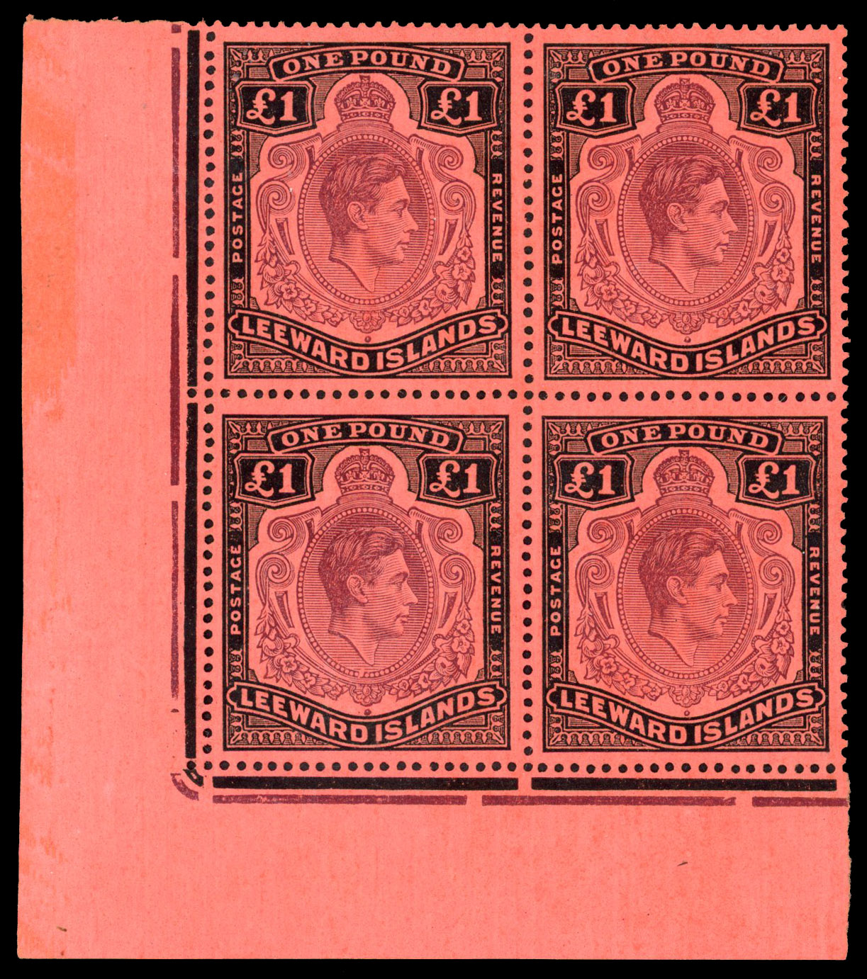 Leeward Islands SG 114ba block mint