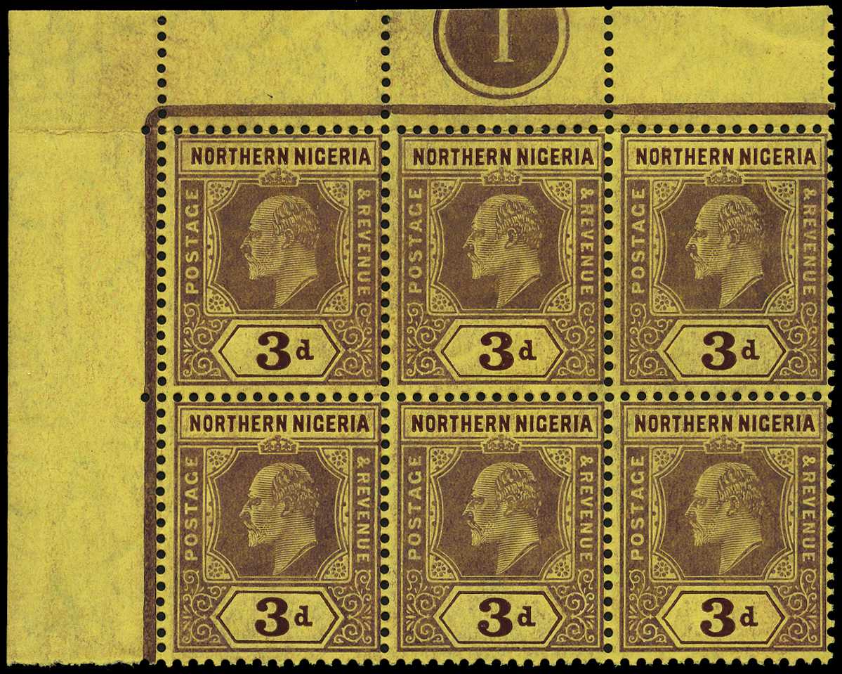 1911 3d purple on yellow paper corner block...