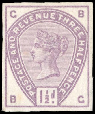 GB 1883-84 1½d lilac, Plate 1 (BG), imperforate imprimatur, For SG 188