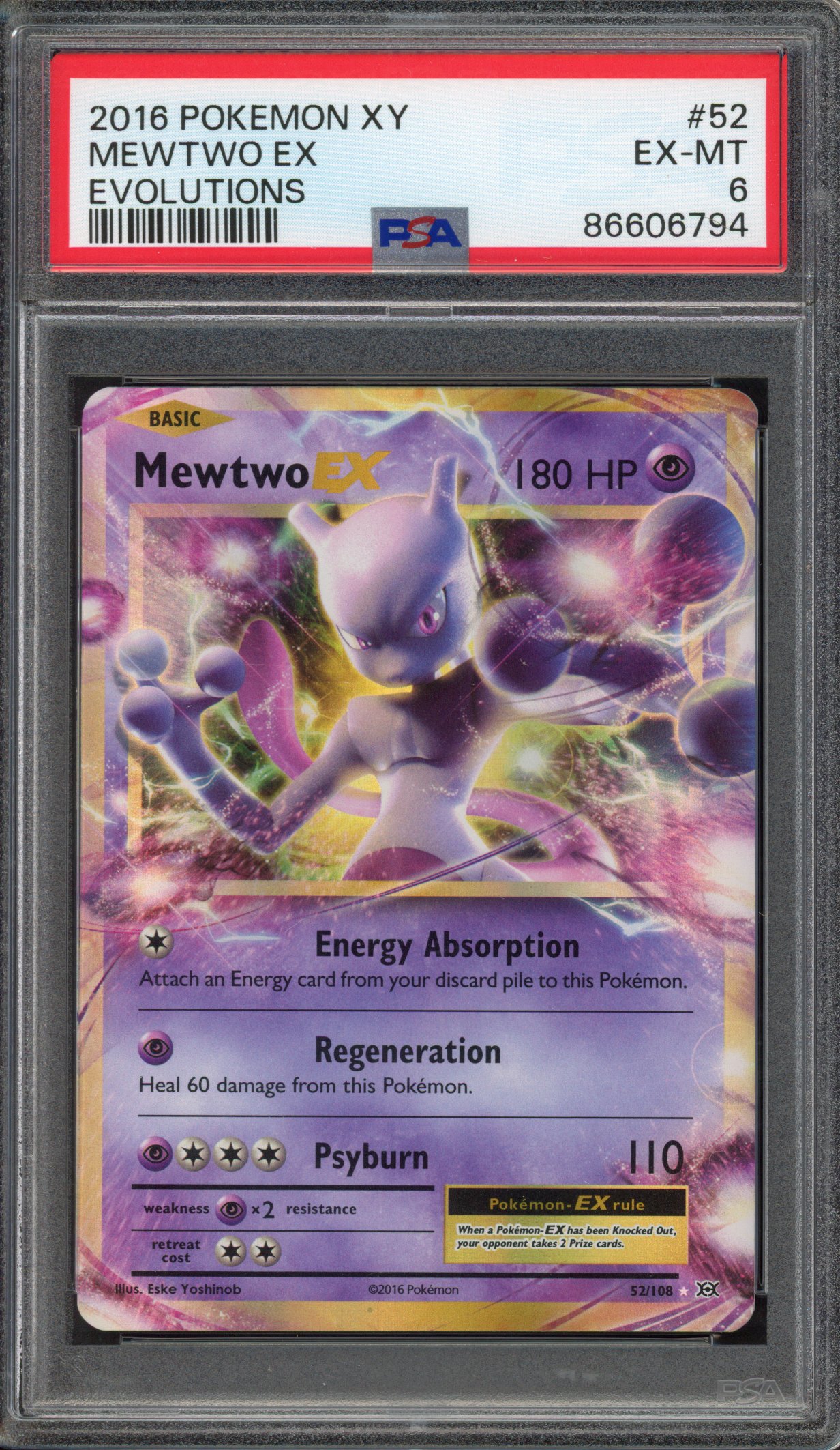 Pokémon TCG - PSA 6 Mewtwo Ex - Evolutions 2016  