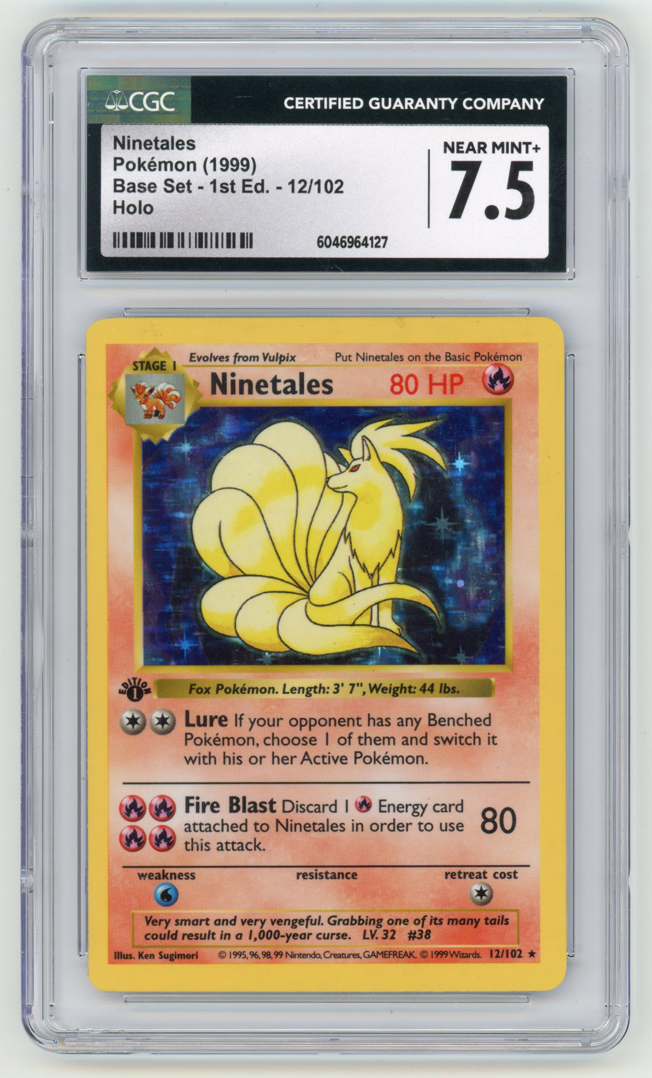 CGC 7.5 Ninetales Holo #12 1st Edition - Base Set