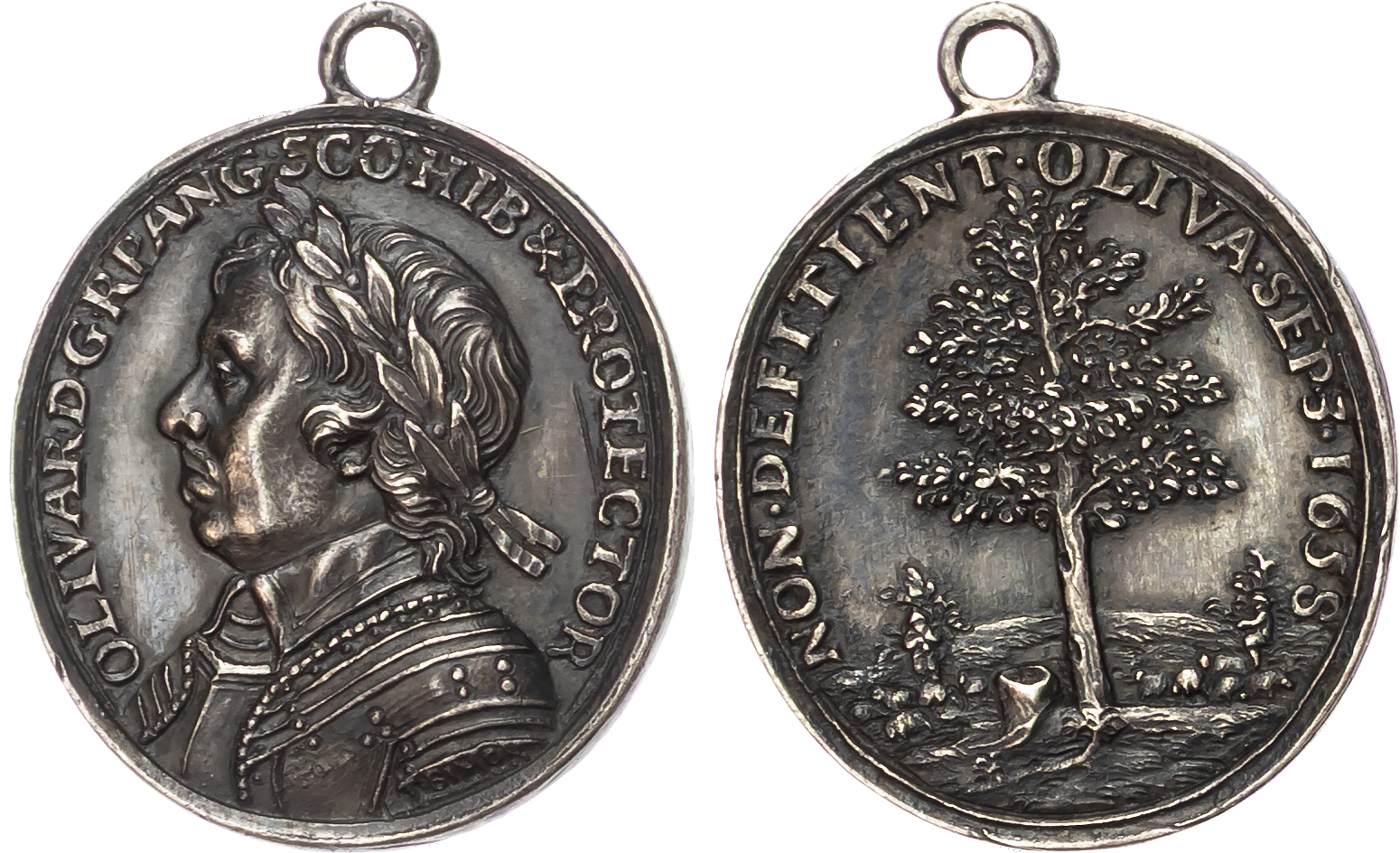 Commonwealth, The Death of Oliver Cromwell, AR badge, 1658. 