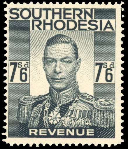 Southern Rhodesia Revenues 1937 KGVI 7s6d mint