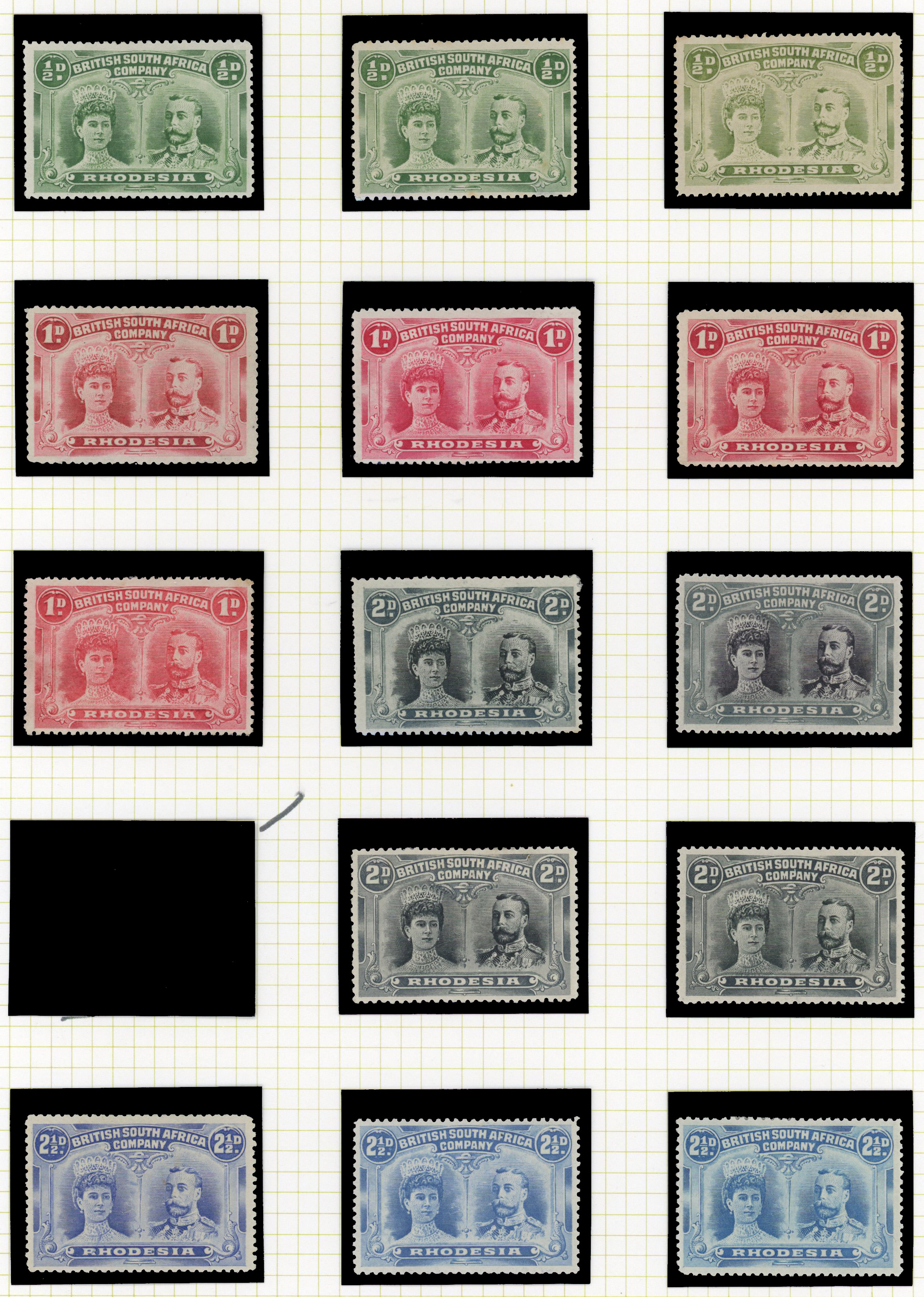1910-13, perf 14, values to 10s mint with shades arranged on album leaves