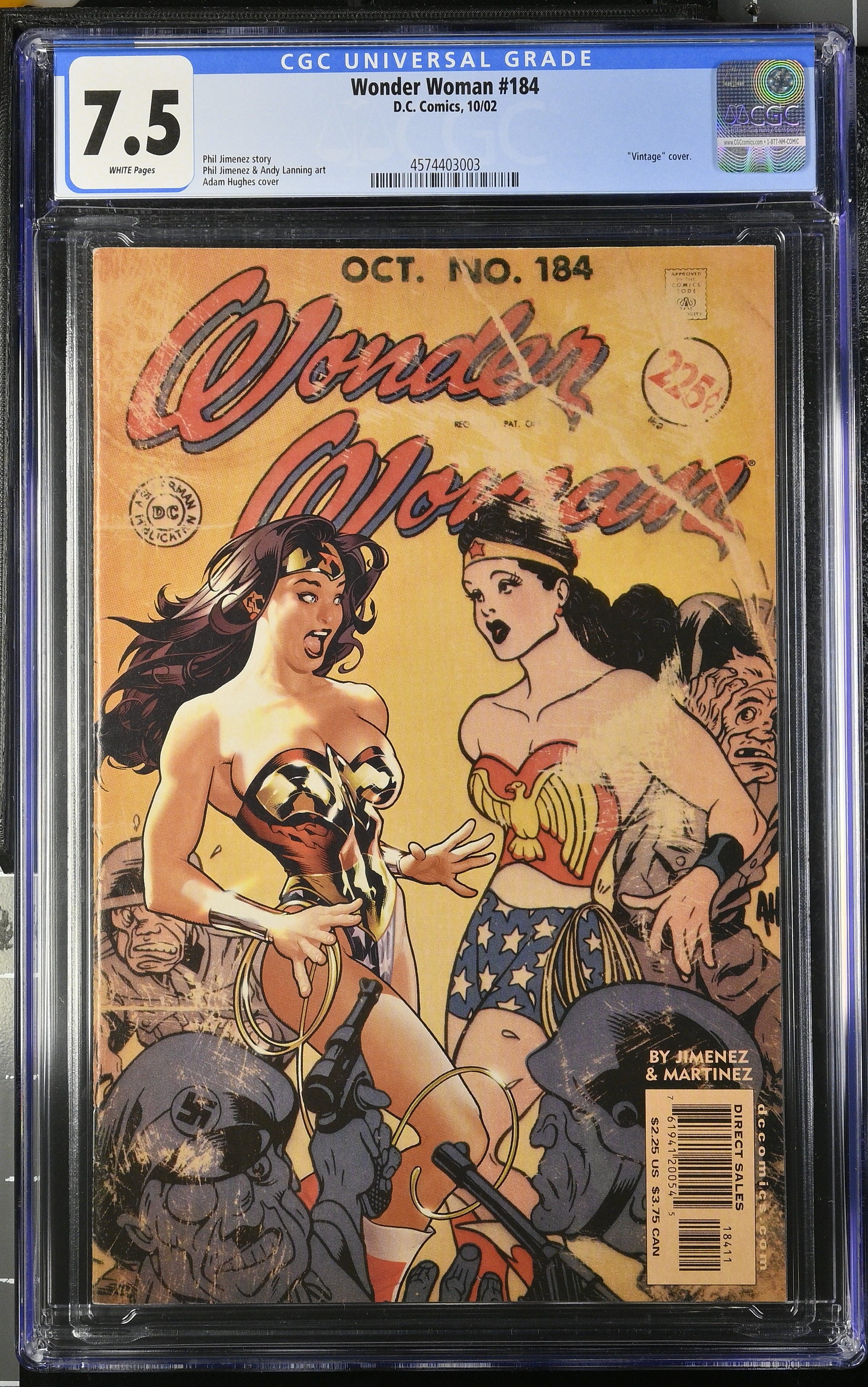 Wonder Woman #184 CGC 7.5 Adam Hughes Variant Cover (DC Comics, 2002) White Pages