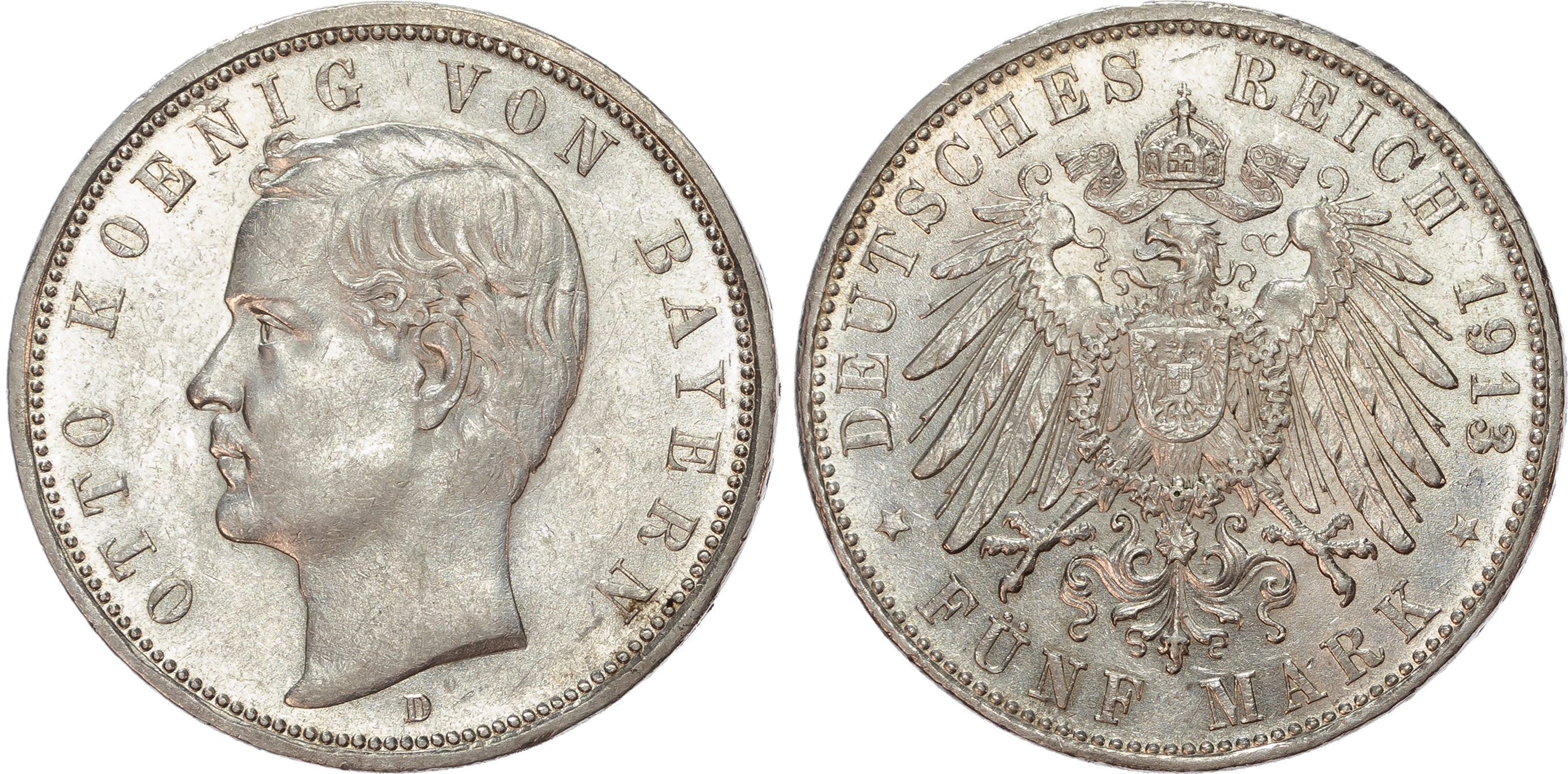 Germany, Bayern, Otto (1866-1913), silver 5 Marks.