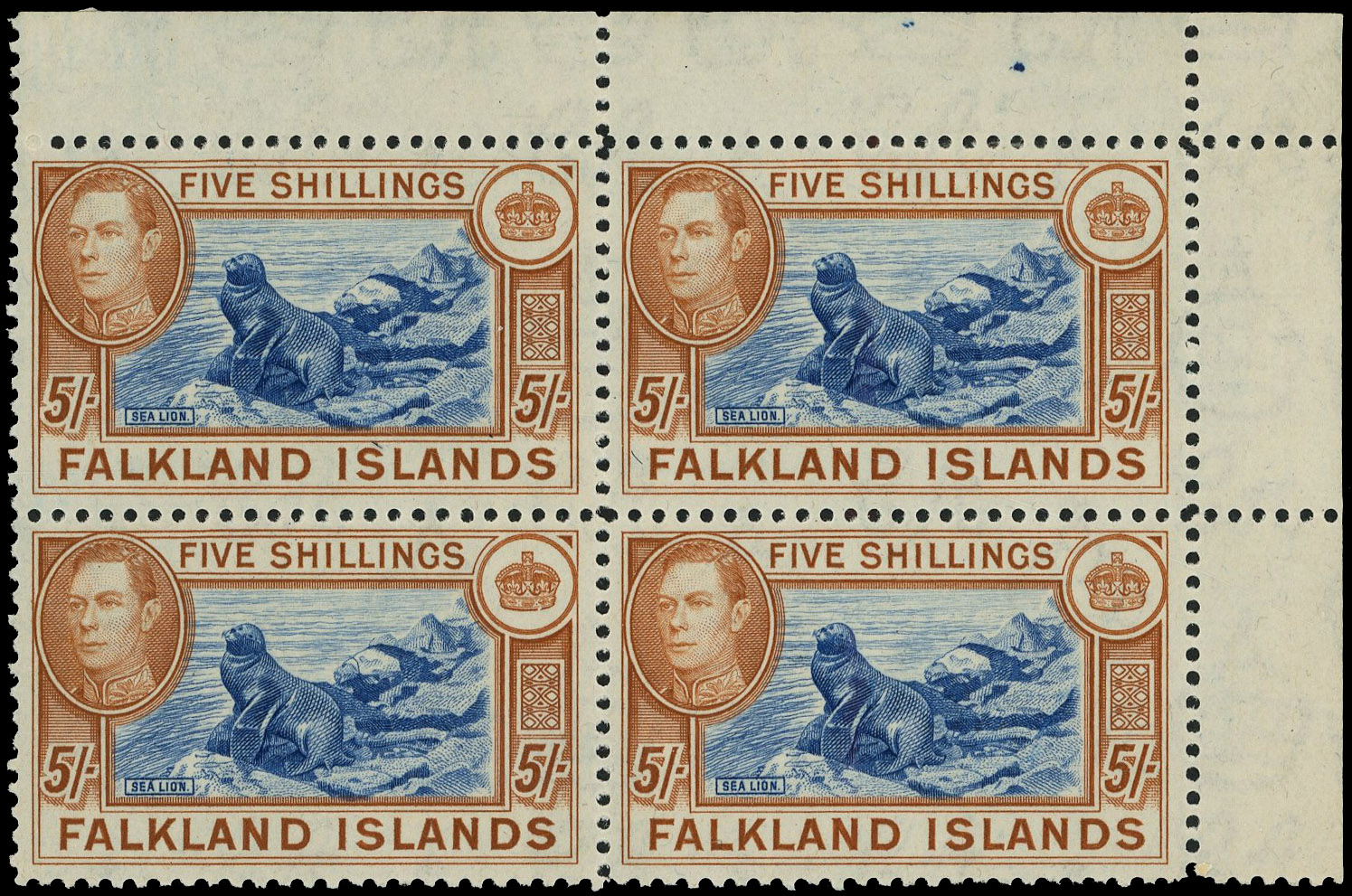 Falkland Islands SG 161c block mint