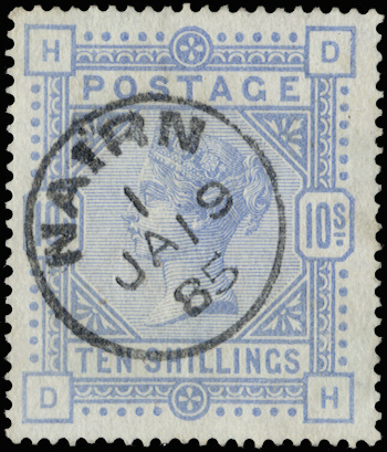 GB SG182 1884 10s Cobalt.  VFU Nairn cds