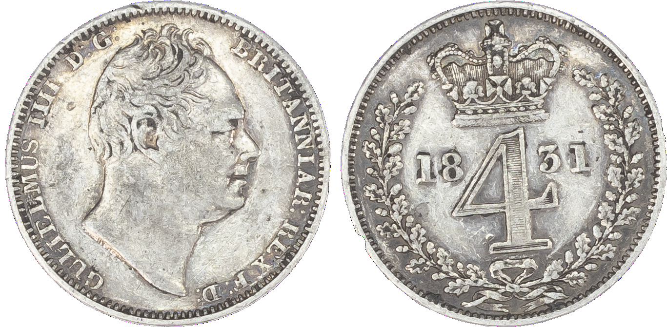 William IV (1830-37), Group sets of Maundy Money; 1831, 1832, 1835, 1836 and 1837 (the 1837 is a partial set omitting the