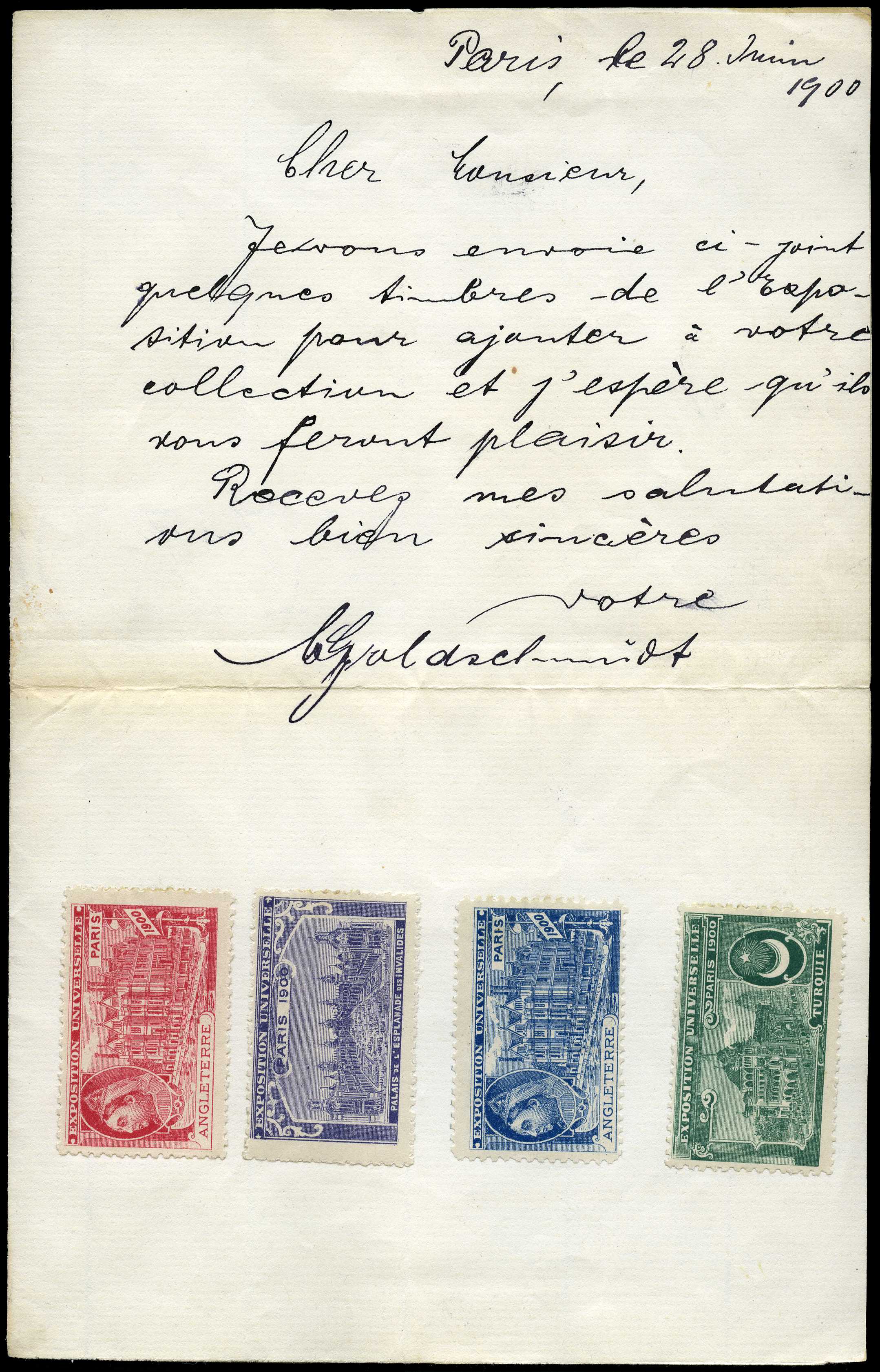Ephemera: Paris 1900 hand-written letter...
