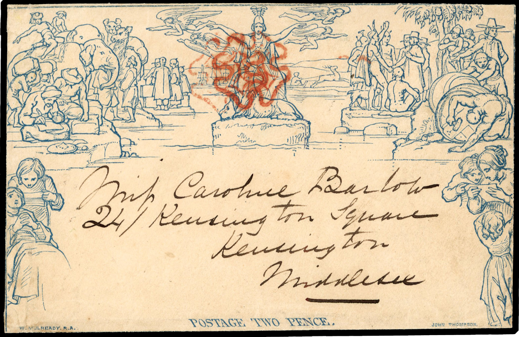 GB SGME4 1840 2d Mulready envelope, VFU