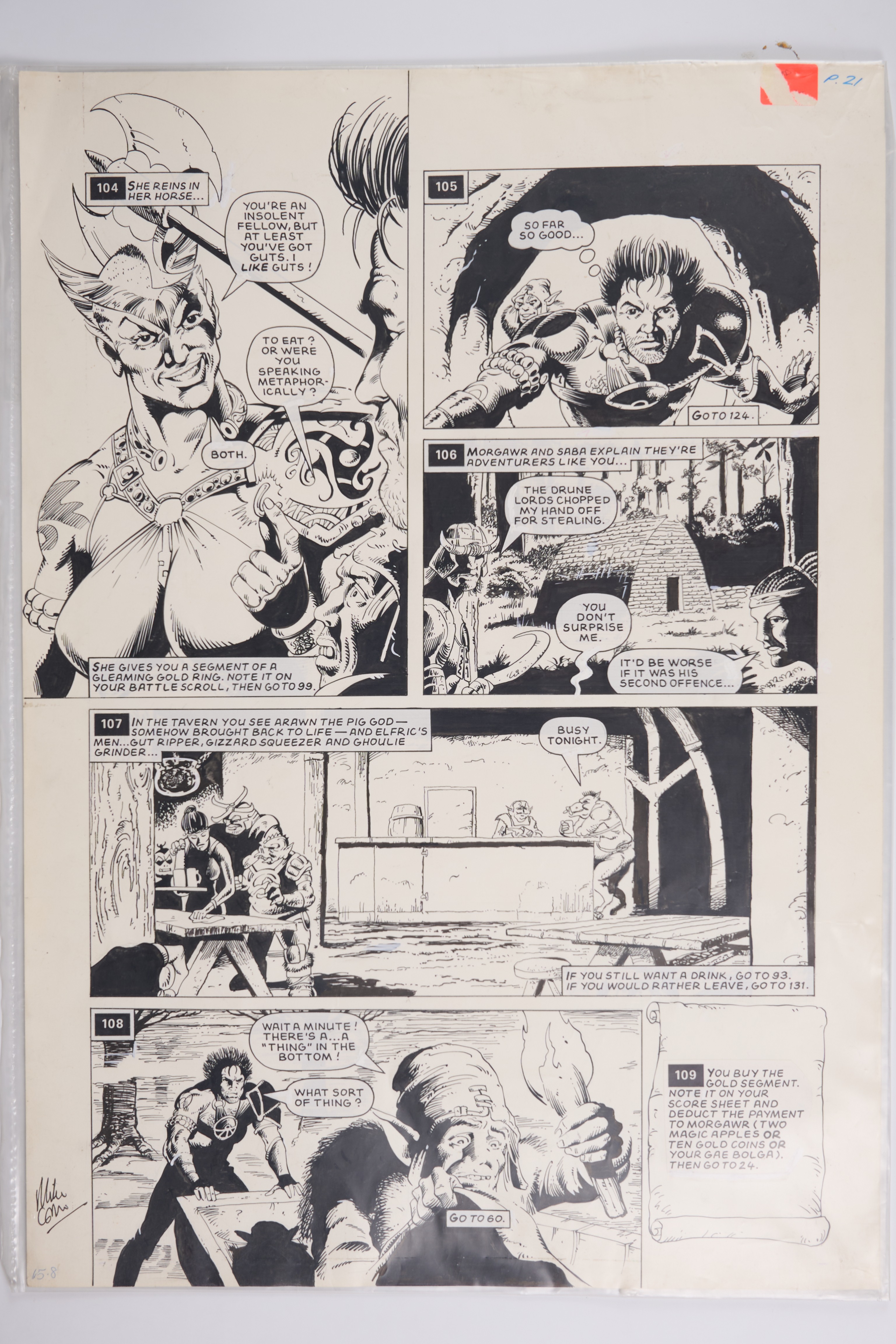Mike Collins 2000 AD Spinoff Dice Man #4 Story Pages 54-55 Signed (Fleetway, 1986) Total 2
