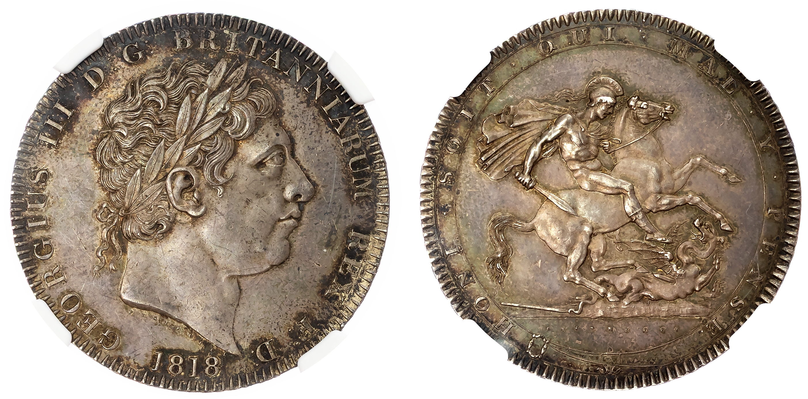George III (1760-1820), Crown, 1818 LVIII. NGC MS63