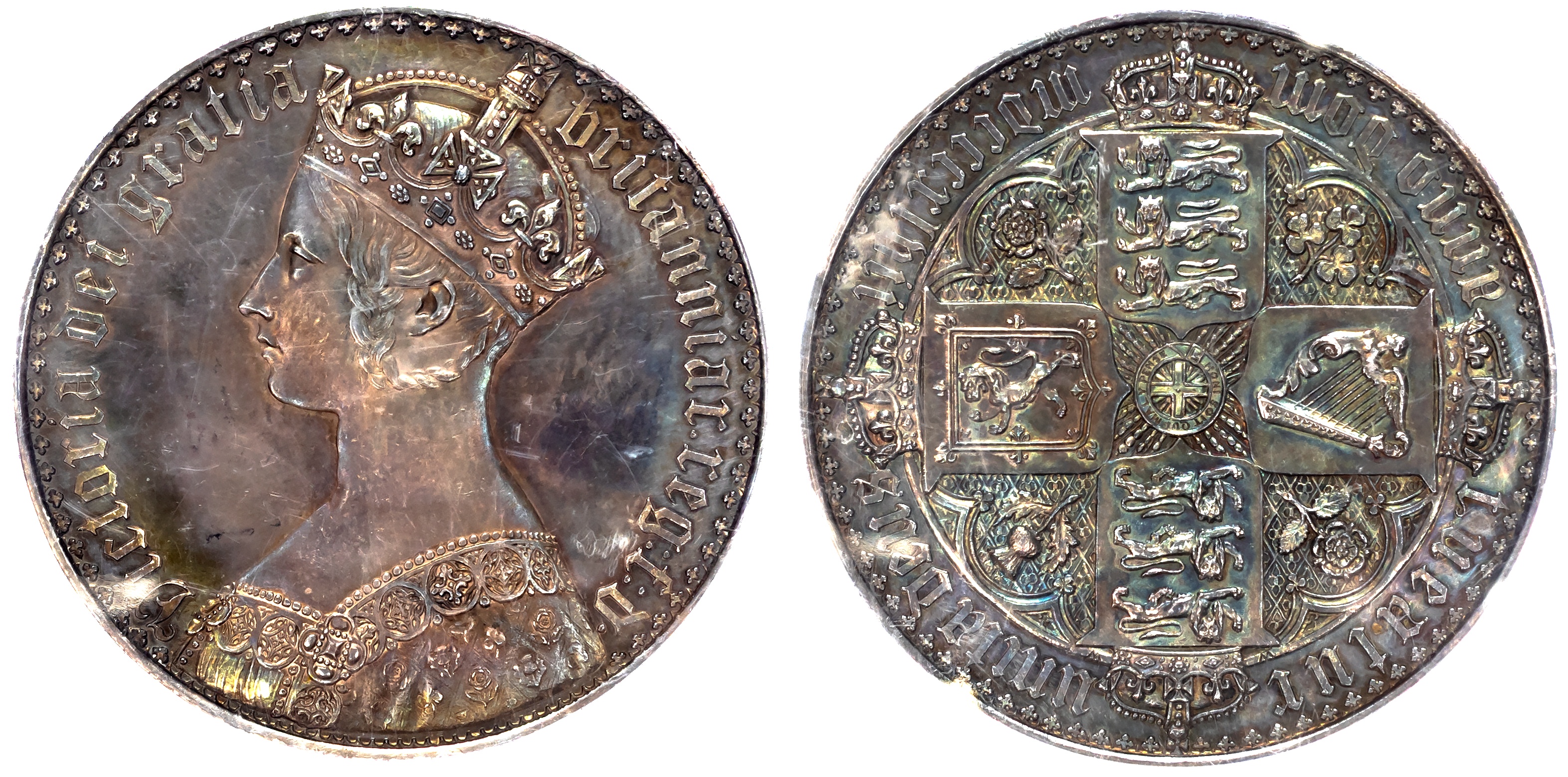 Victoria (1837-1901) Proof Crown, 1847, gothic type, UNDECIMO. PCGS PF63.