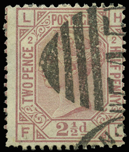 GB 1875 SG140 Pl.2 Used LH-FL error of lettering
