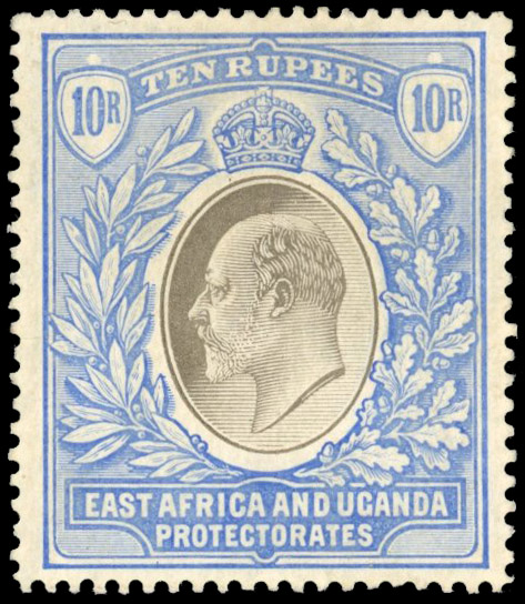 East Africa & Uganda SG 31w 1907 10r watermark inverted mint