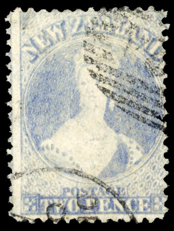 New Zealand 1862-63 2d ultramarine on pelure paper, perf 13, SG 91