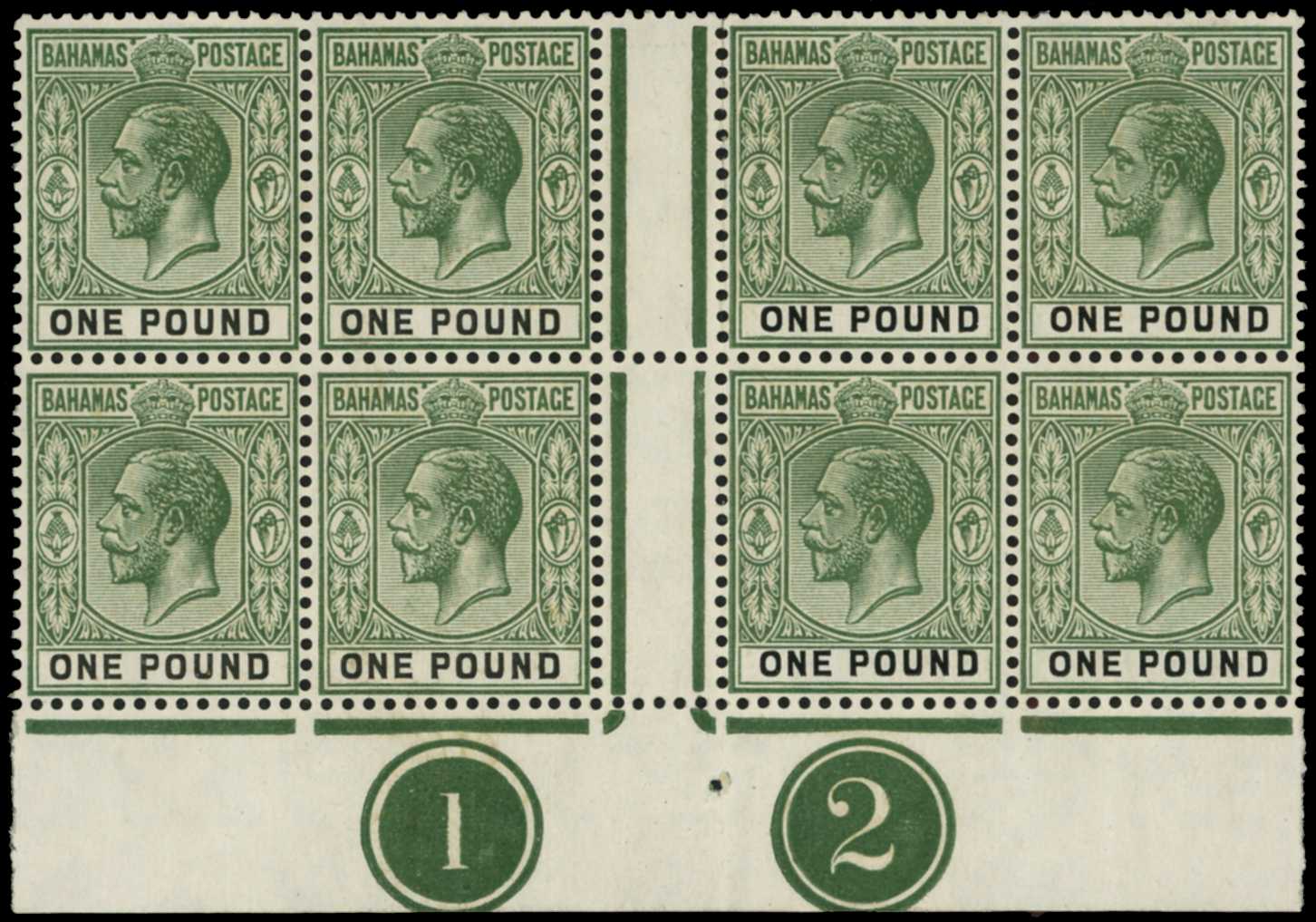 1921-37 £1 green and black, wmk script CA,...
