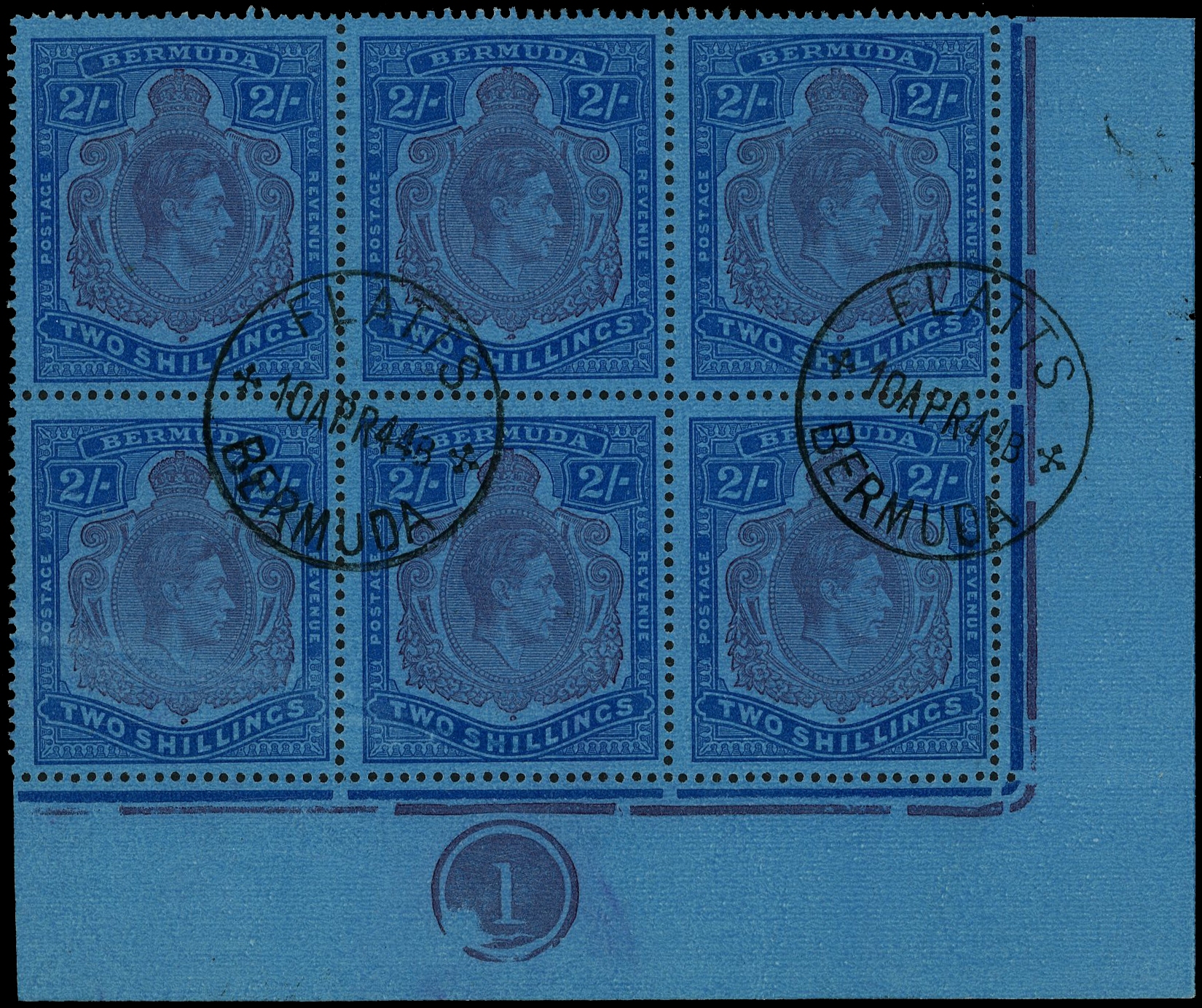 Bermuda SG 116c, ce Plate block used