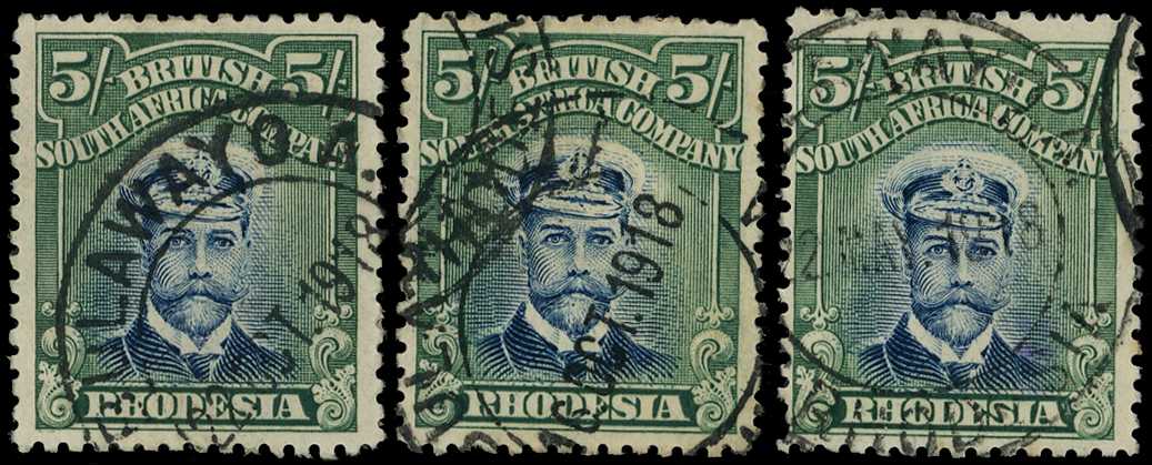 1913-7 5/- Head Die II, perf 14. Three fine...