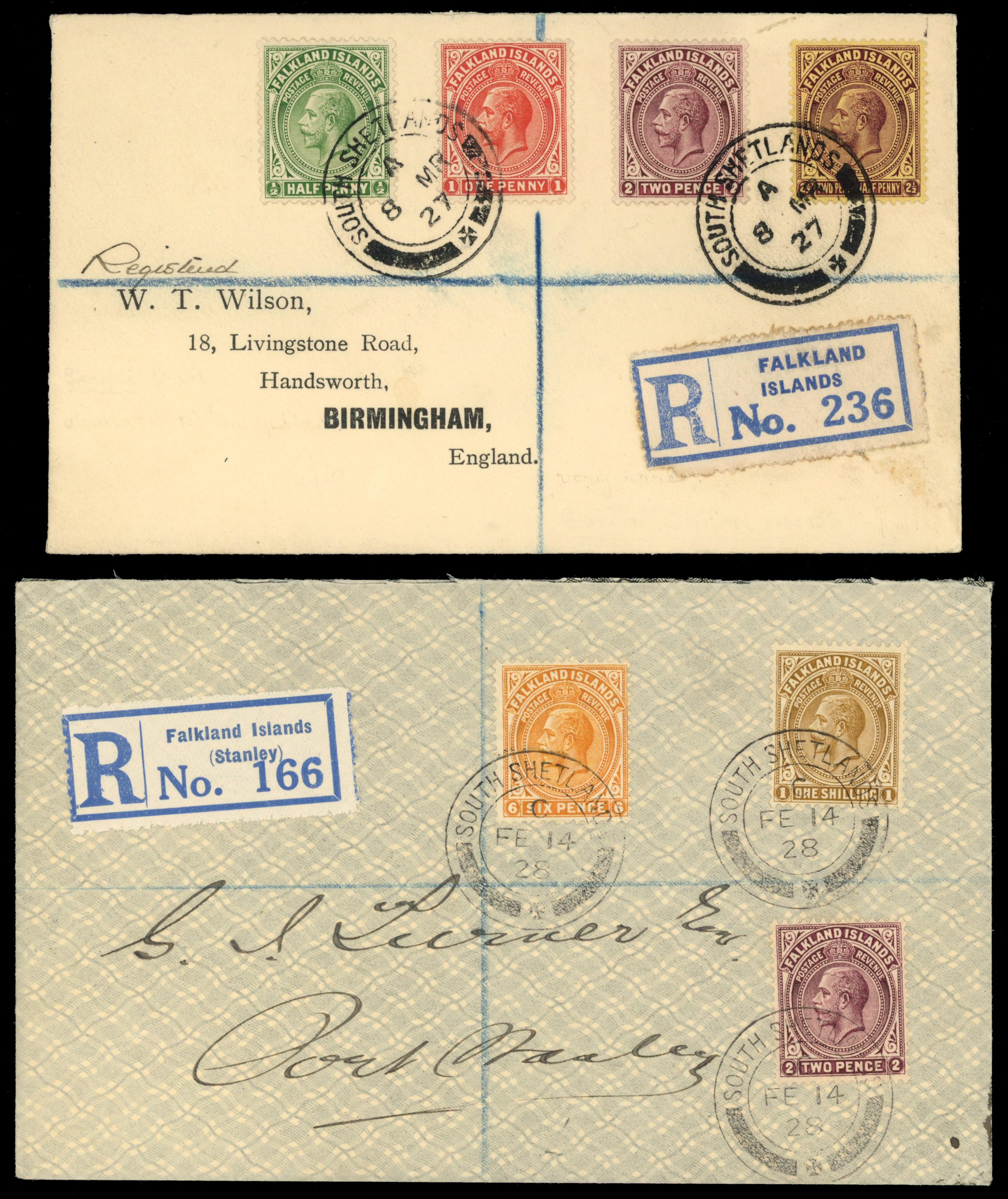Falkland Islands Dependencies 1927-9 South Shetlands four covers and piece