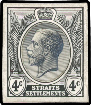 Straits Settlements 1912-23 4c composite essay die proof