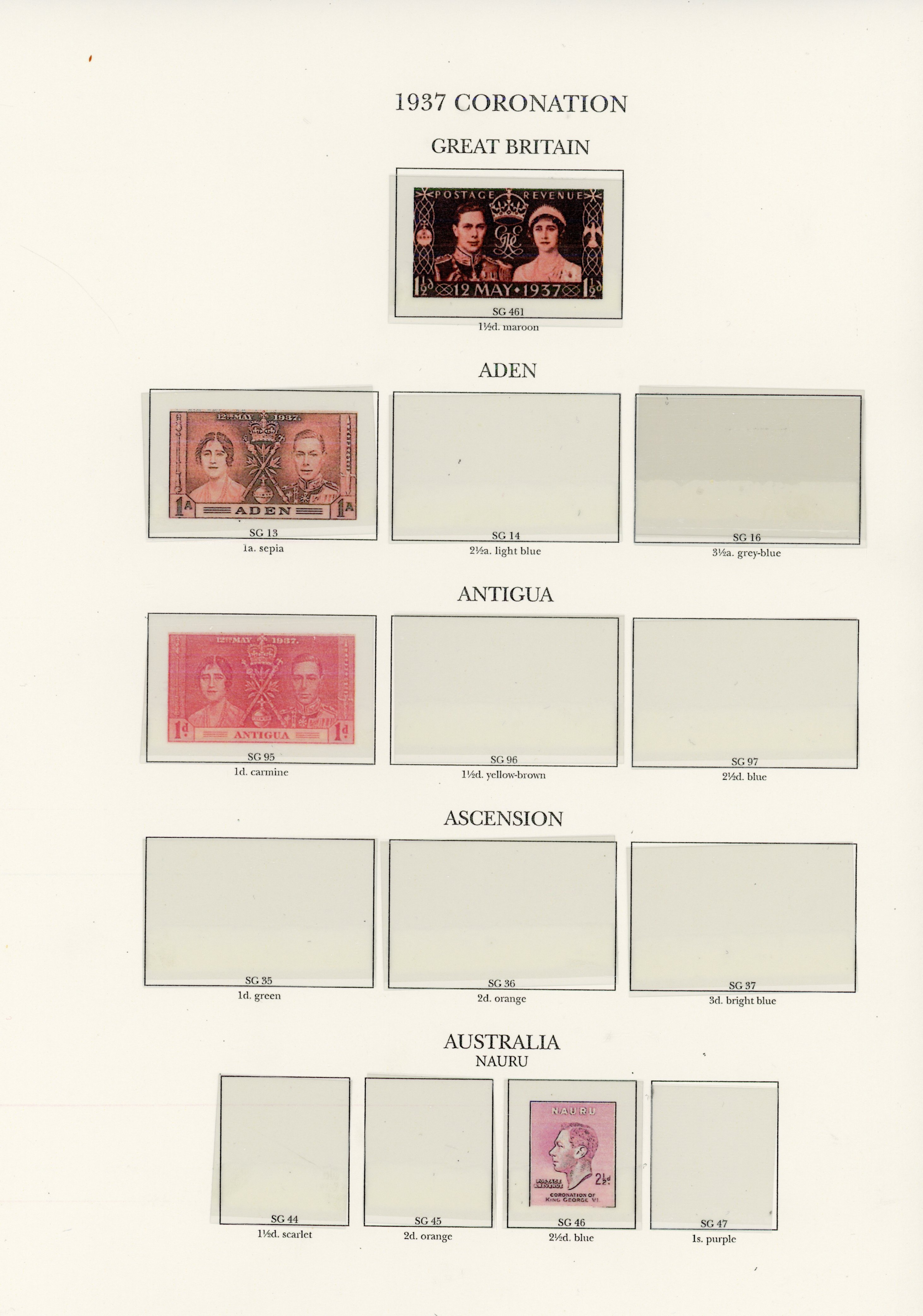 British Commonwealth 1937 Coronation Specimen sets