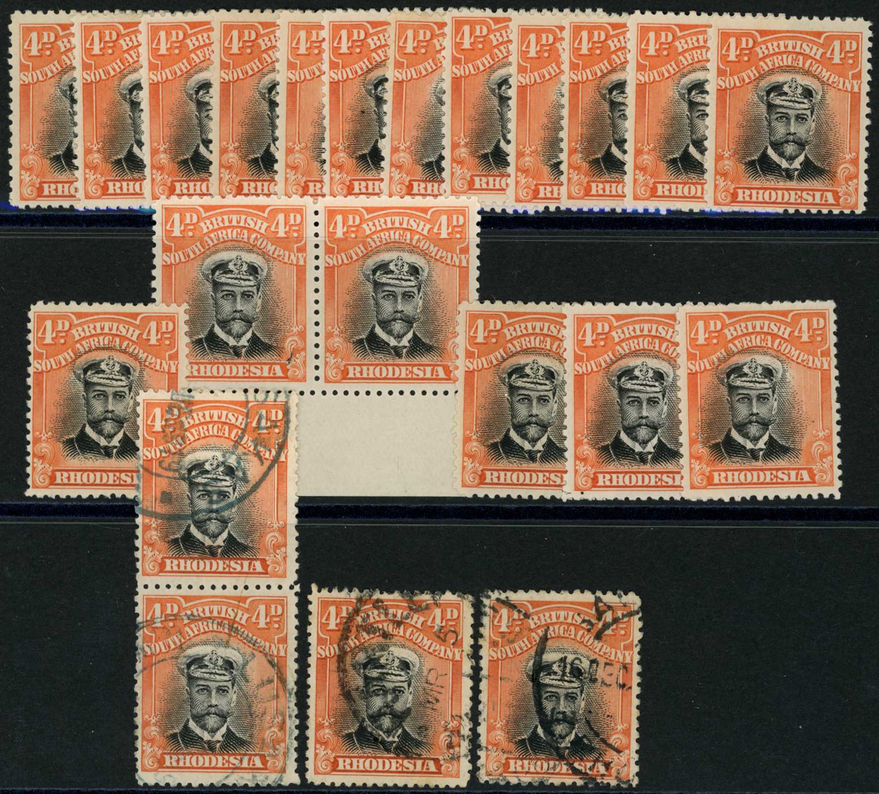 1913-7 4d Head Die I, perf 14. Eighteen...