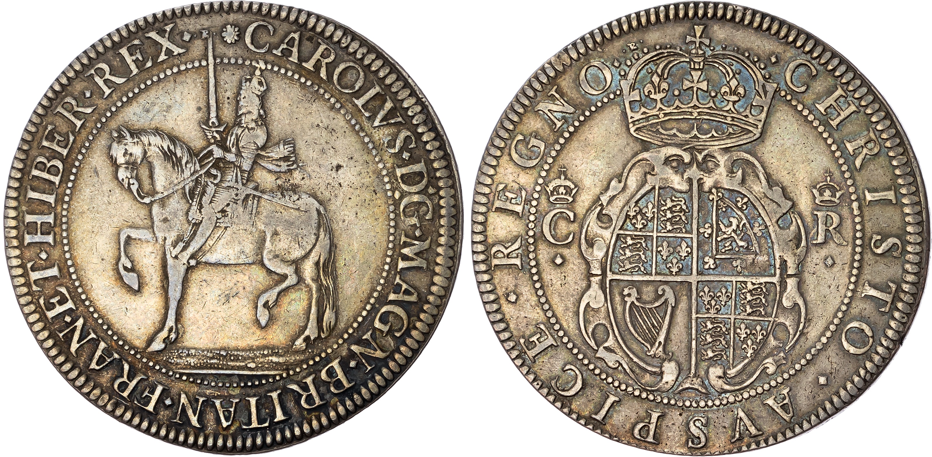 Charles I (1625-1649) Crown, Nicolas Briot’s coinage, first milled issue (1631-1632). King crowned and armoured, holding…