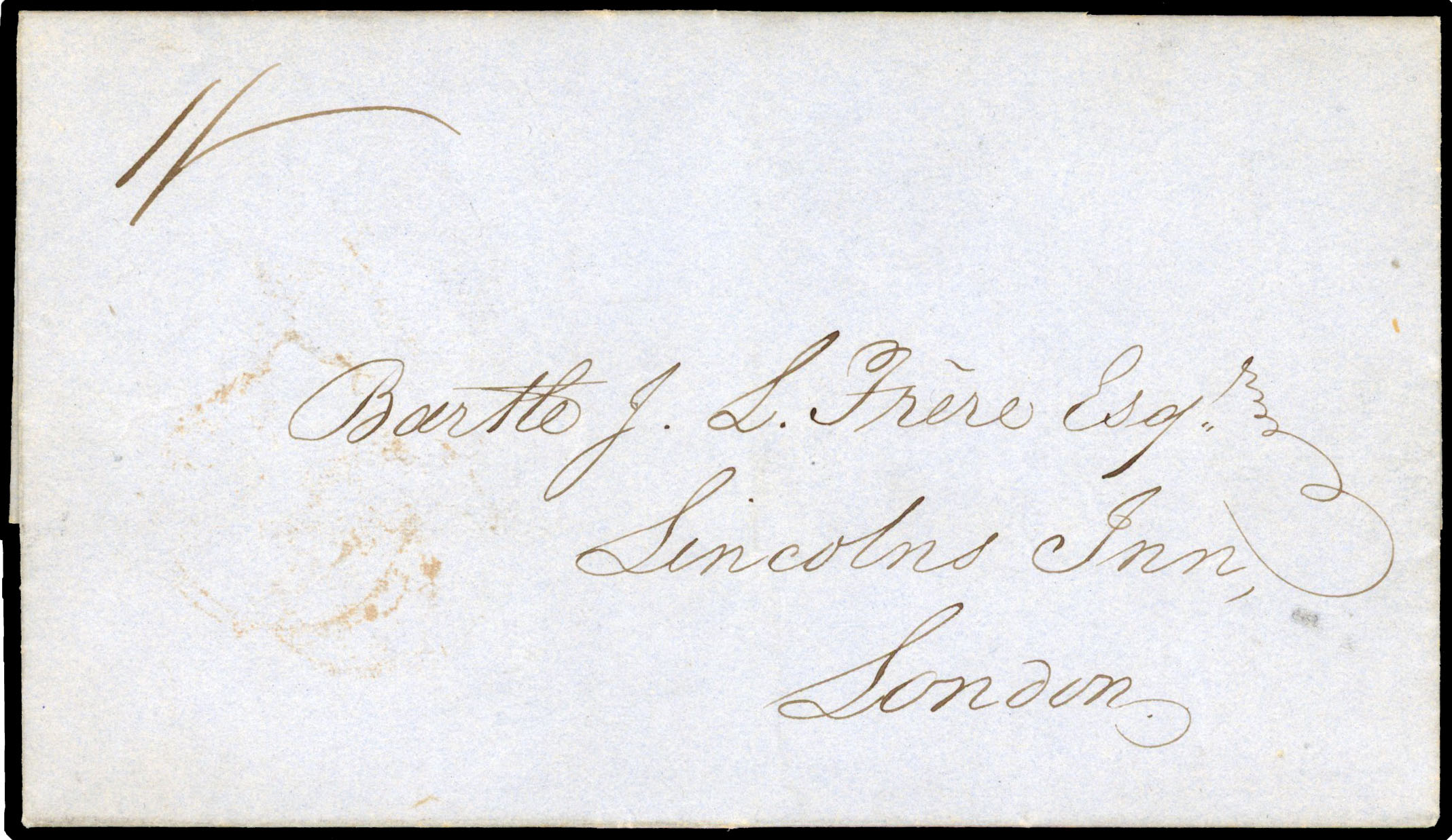1853 entire to London at the 1s rate with very good date double arc 'DOMINICA/18 12 1853' cancel on the back flap
