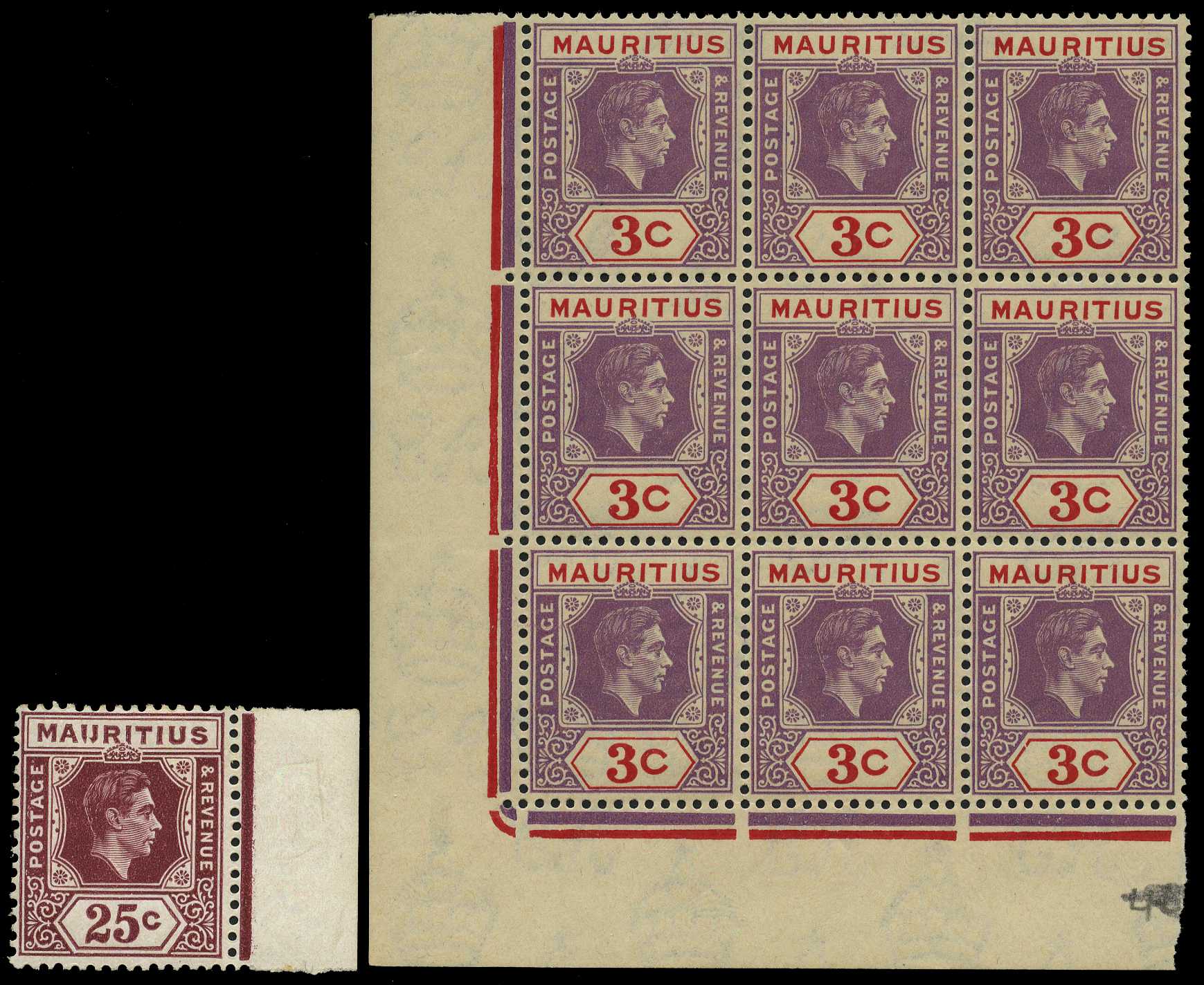 1941-8 25ct ordinary paper, right marginal,...