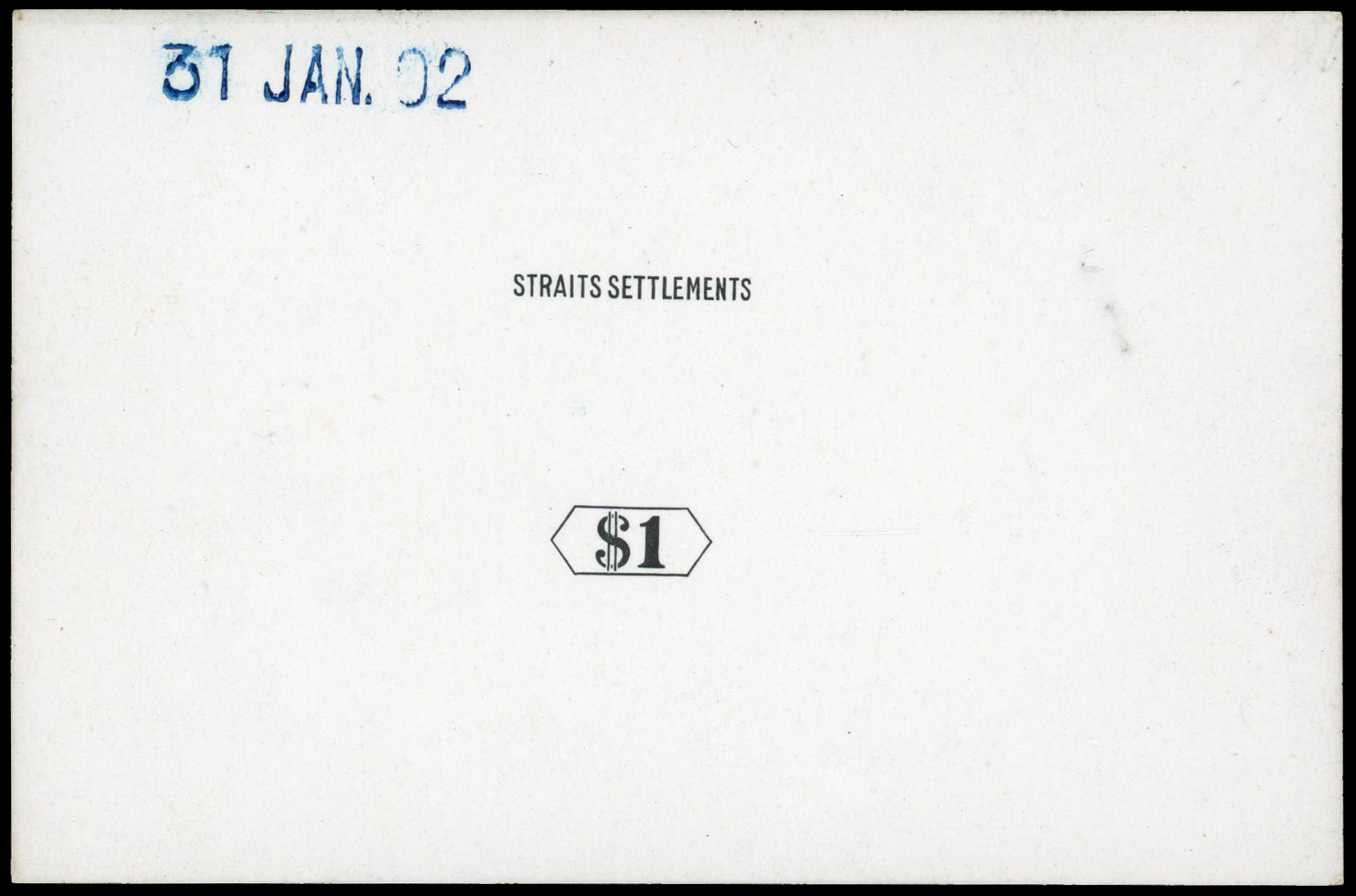 Straits Settlements 1902 $1 name and duty plate die proof