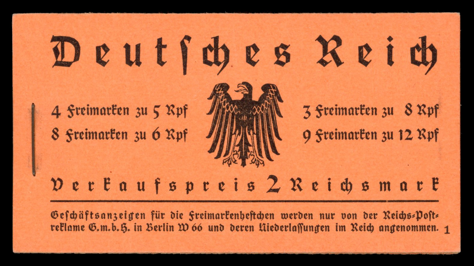 Germany 1933 Hindenburg 2Rmk booklet complete