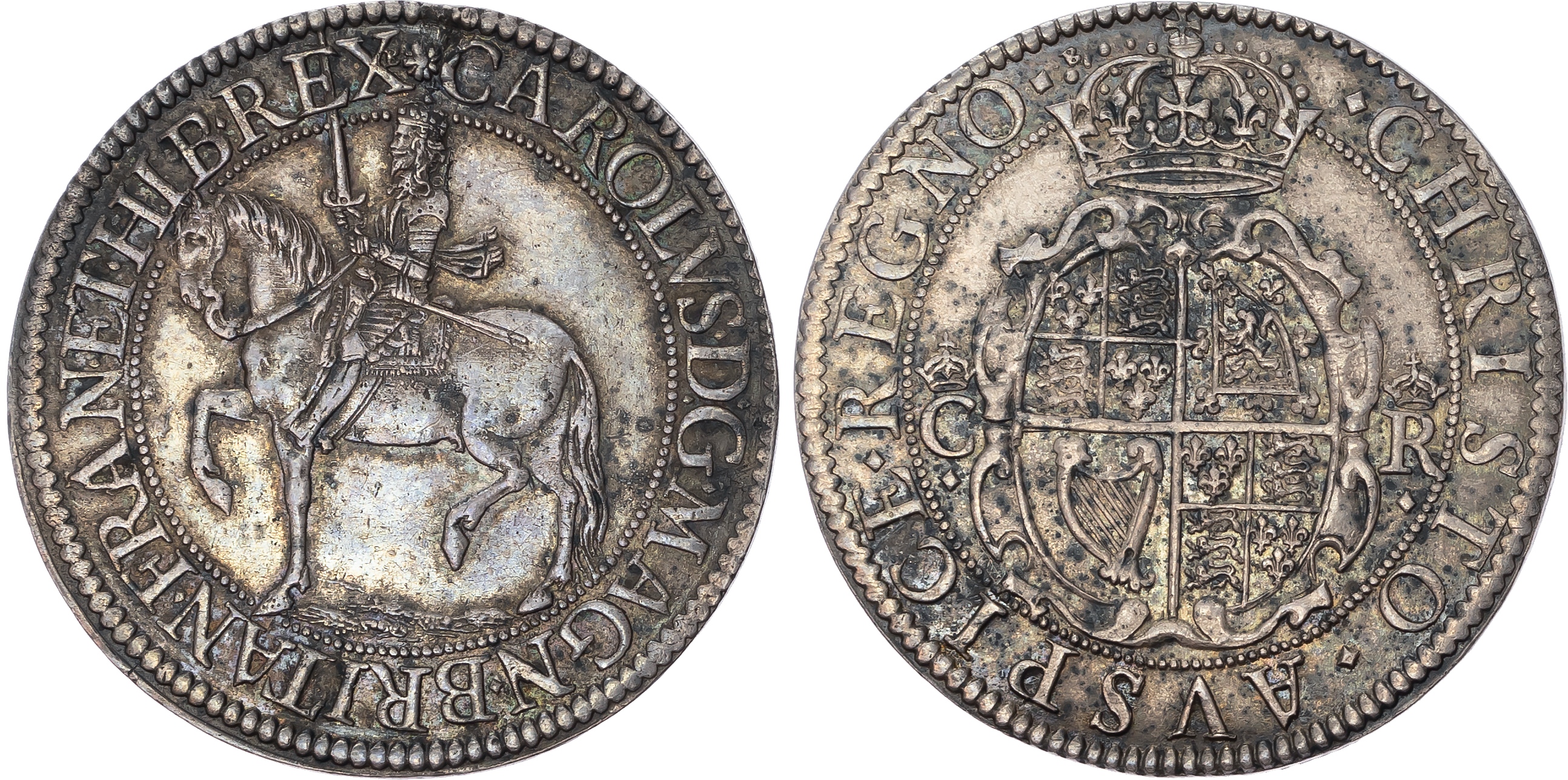 Charles I (1625-1649), AR Halfcrown, Briot’s First Milled Issue, 1631-1632, Tower, mm : B and daisy. King on foreshorten…
