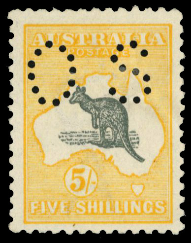 Australia 1915-28 official 5s grey and yellow