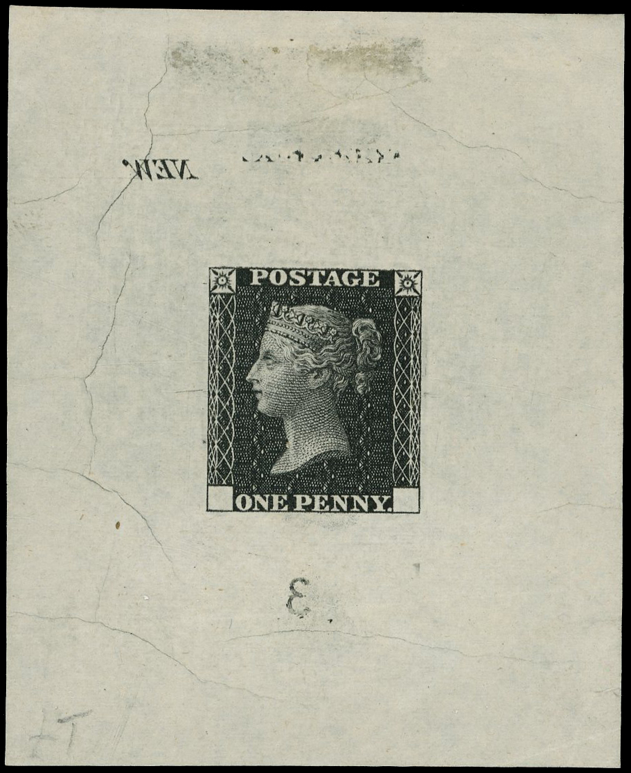 1871 1d Ormond Hill die proof printed in black