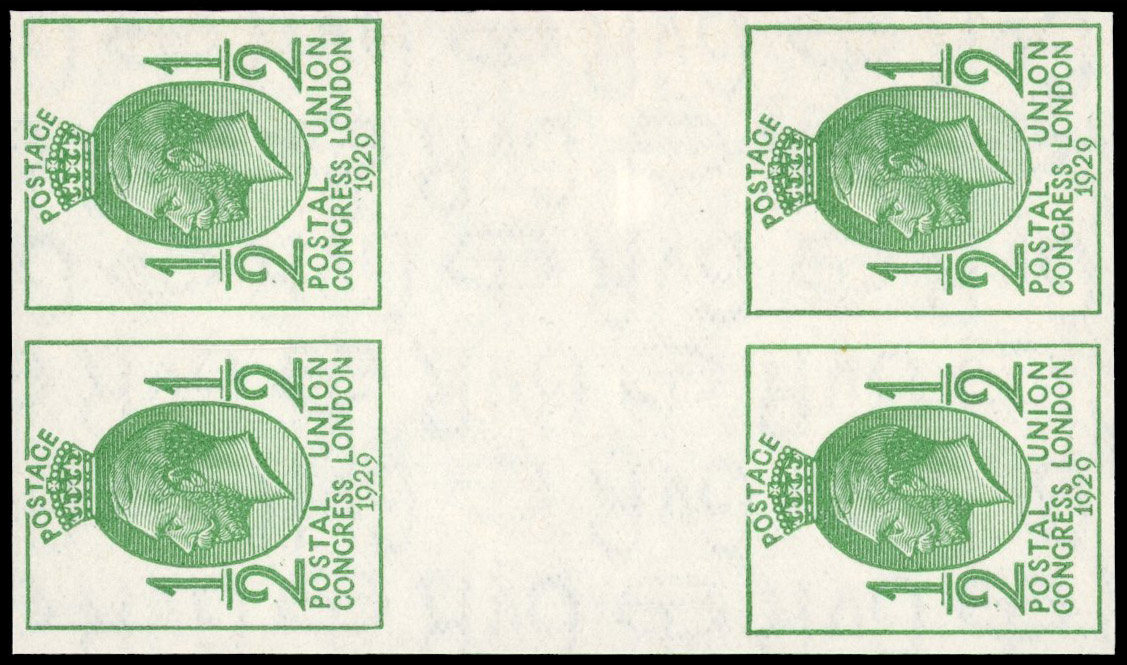 Great Britain 1929 ½d Green Postal Union Congress, Block of Four, BPMA Imprimatur, SG 434a
