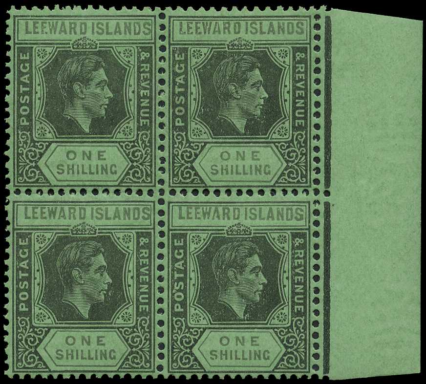 1942 1/- grey and black/emerald, right...