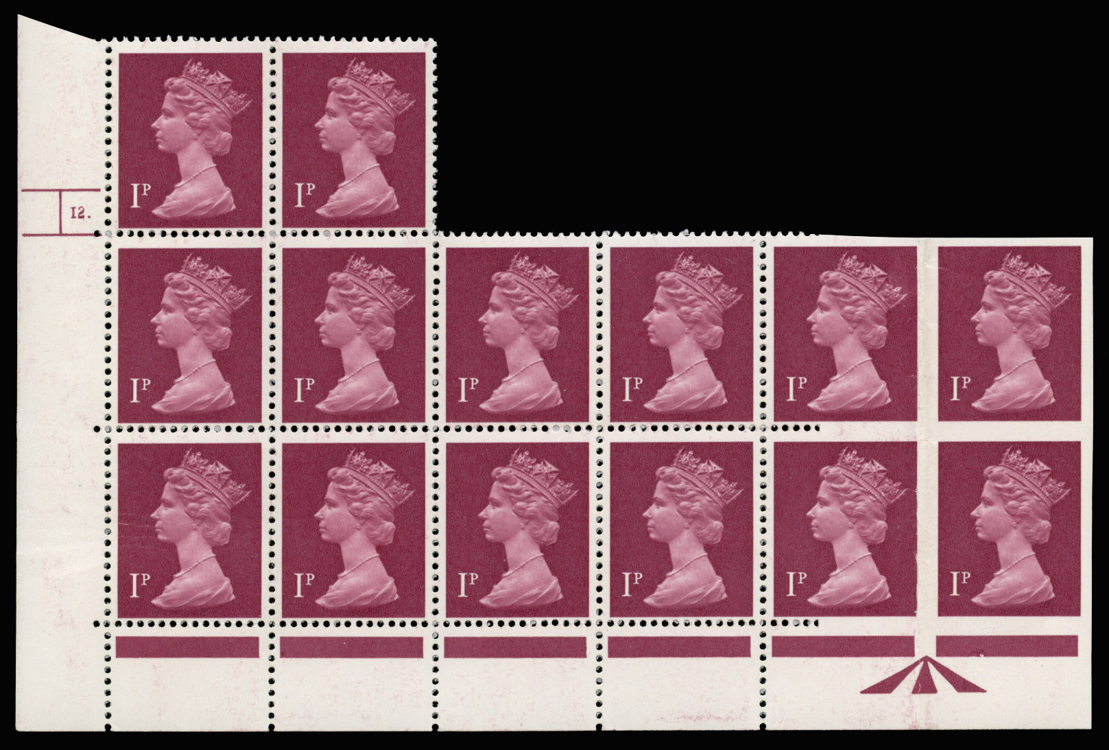 GB 1979 SGX925a Mint - imperforate pair from Cylinder 12.
