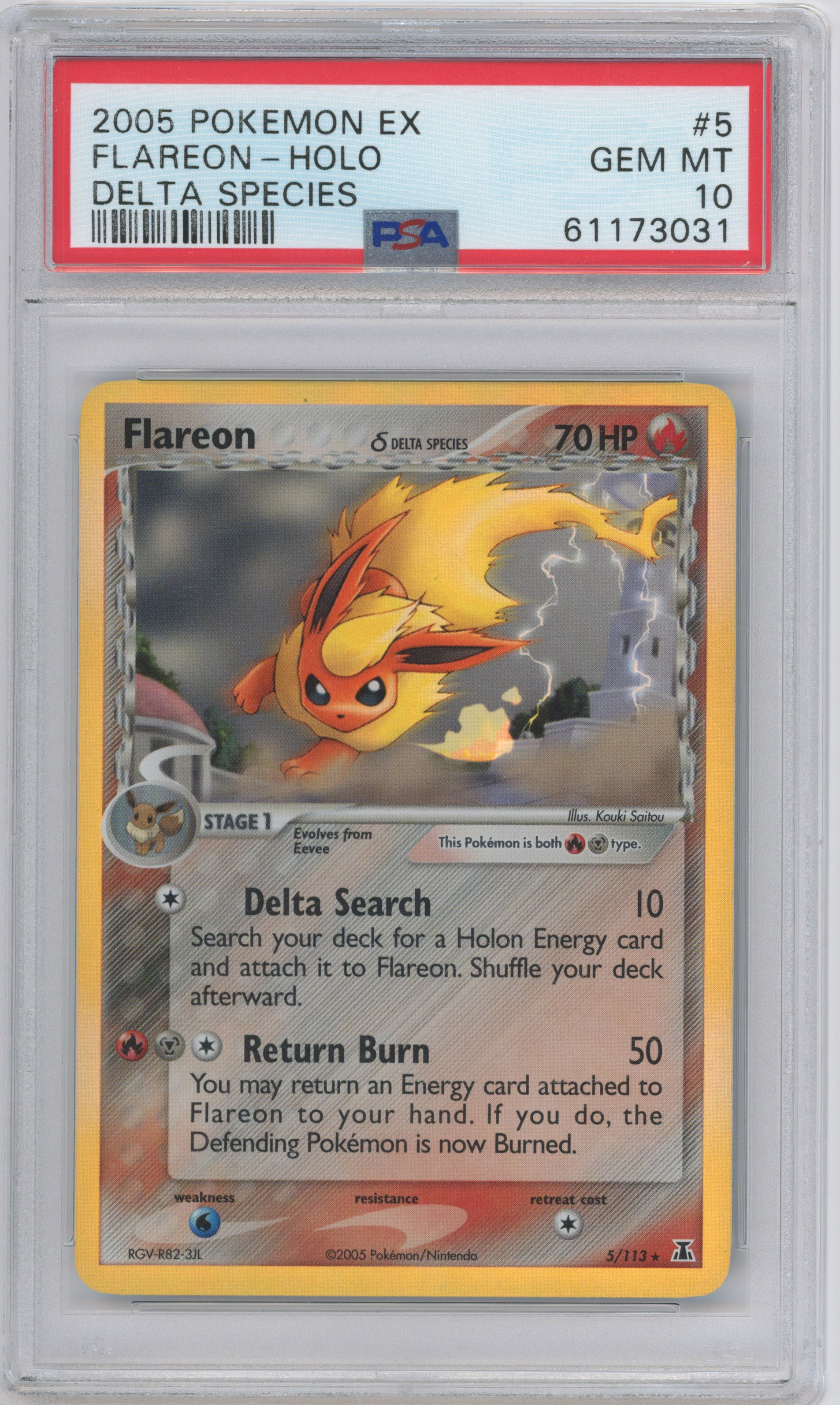 Pokémon TCG - PSA 10 Flareon Holo - Delta Species #5