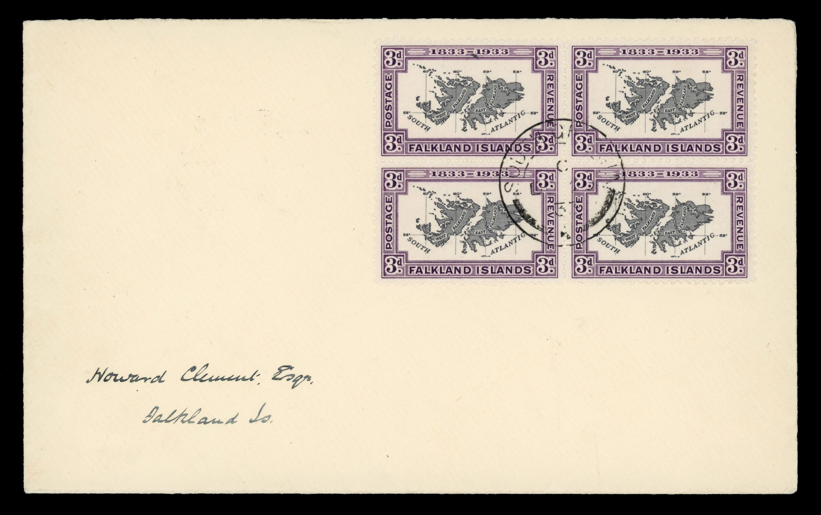 Dependencies South Georgia 1933 Centenary 3d block on cover