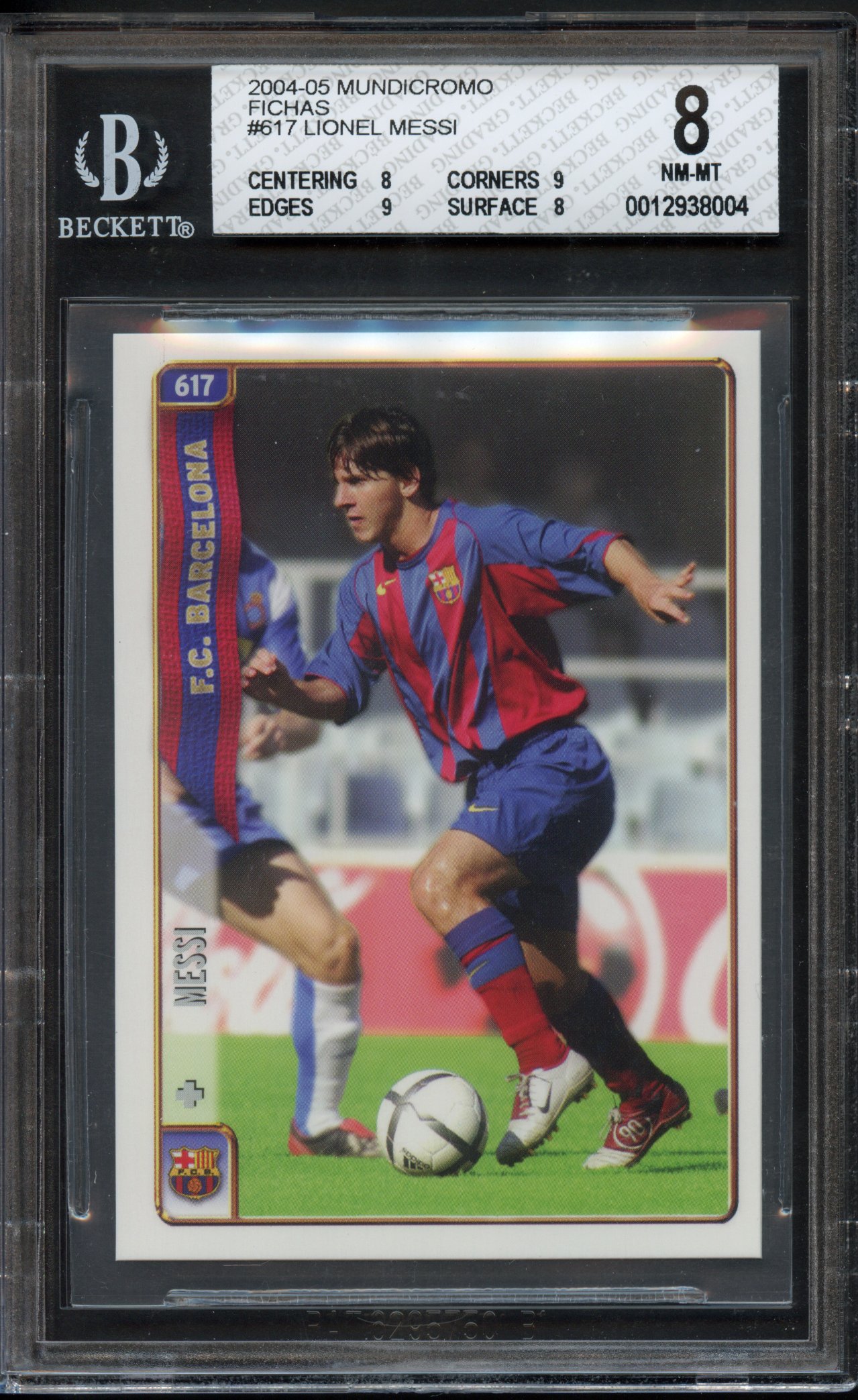 <p>BGS 8 2004 Lionel Messi Mundi Cromo Fichas #617 ROOKIE</p>